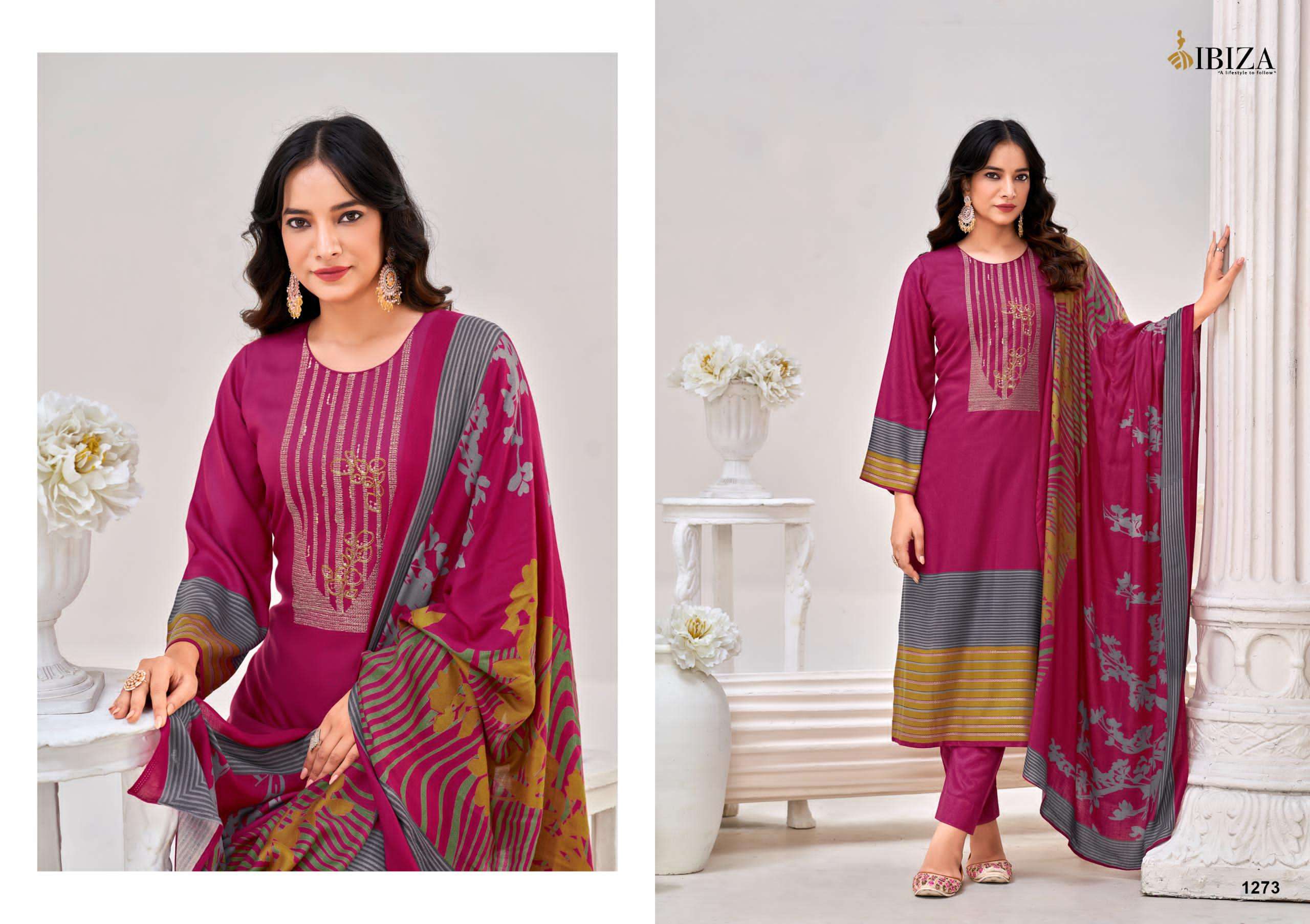 IBIZA EK NAZAR VISCOSE DIGITAL PRINT WITH EMBROIDERY WORK SUIT