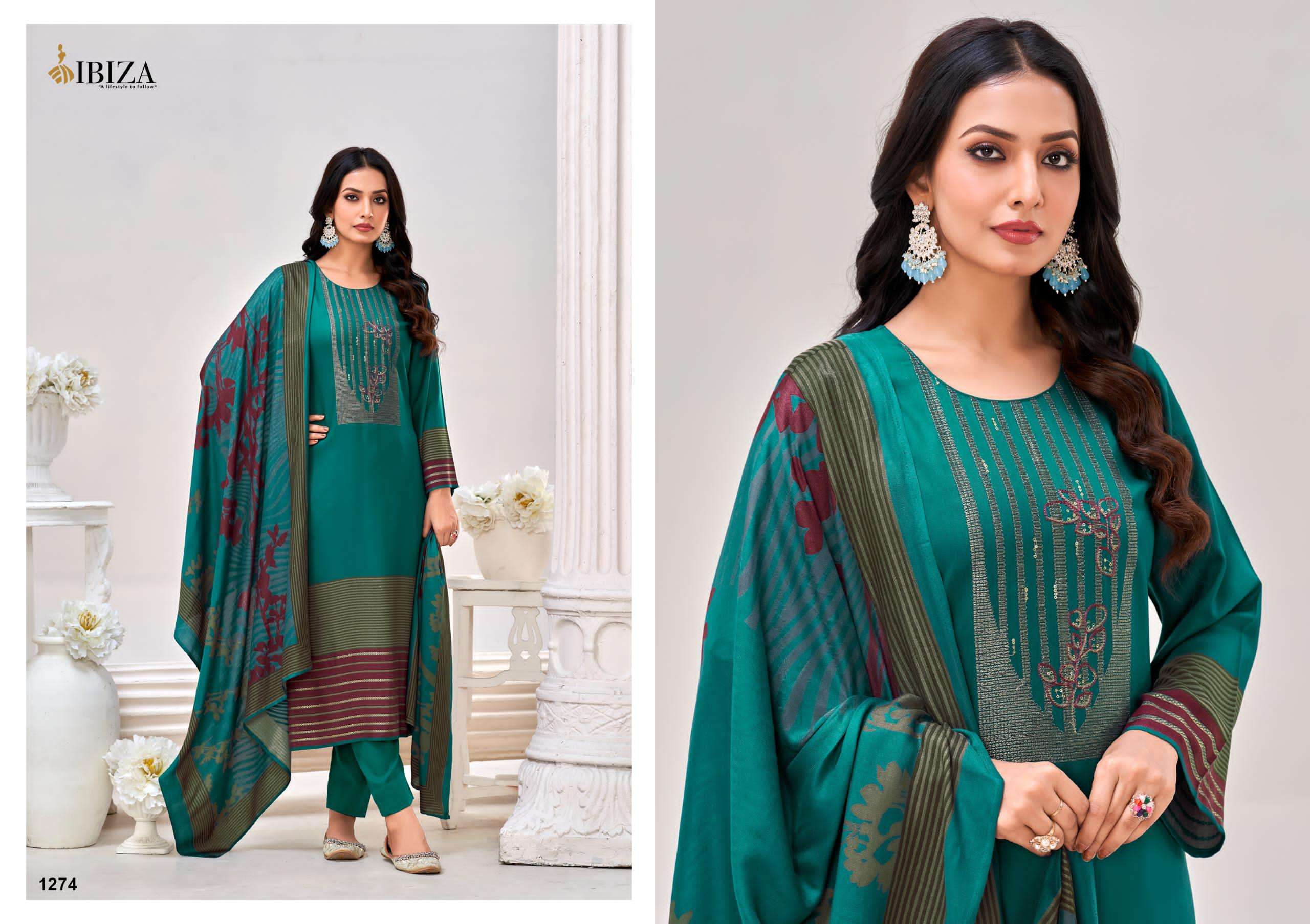 IBIZA EK NAZAR VISCOSE DIGITAL PRINT WITH EMBROIDERY WORK SUIT