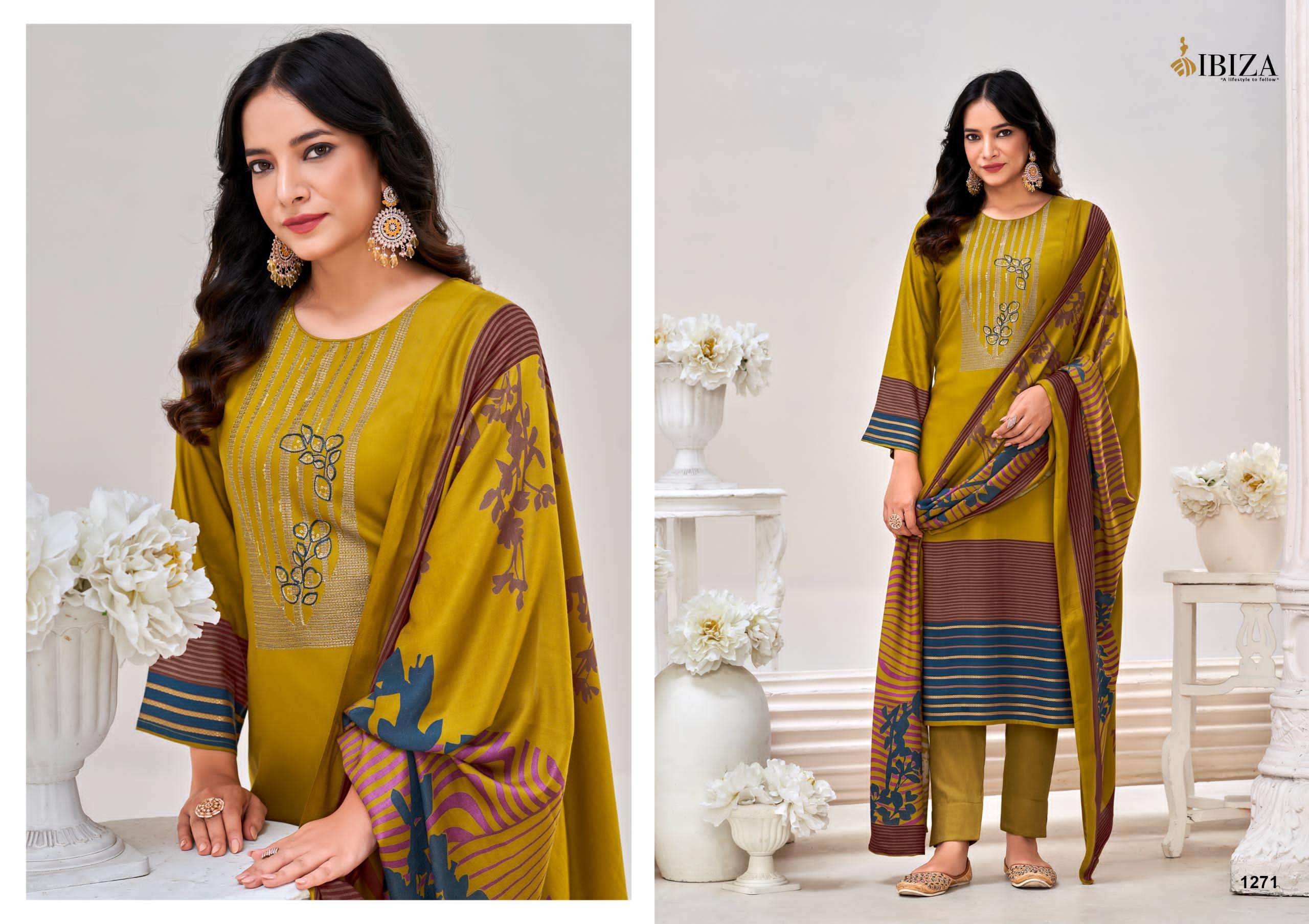 IBIZA EK NAZAR VISCOSE DIGITAL PRINT WITH EMBROIDERY WORK SUIT