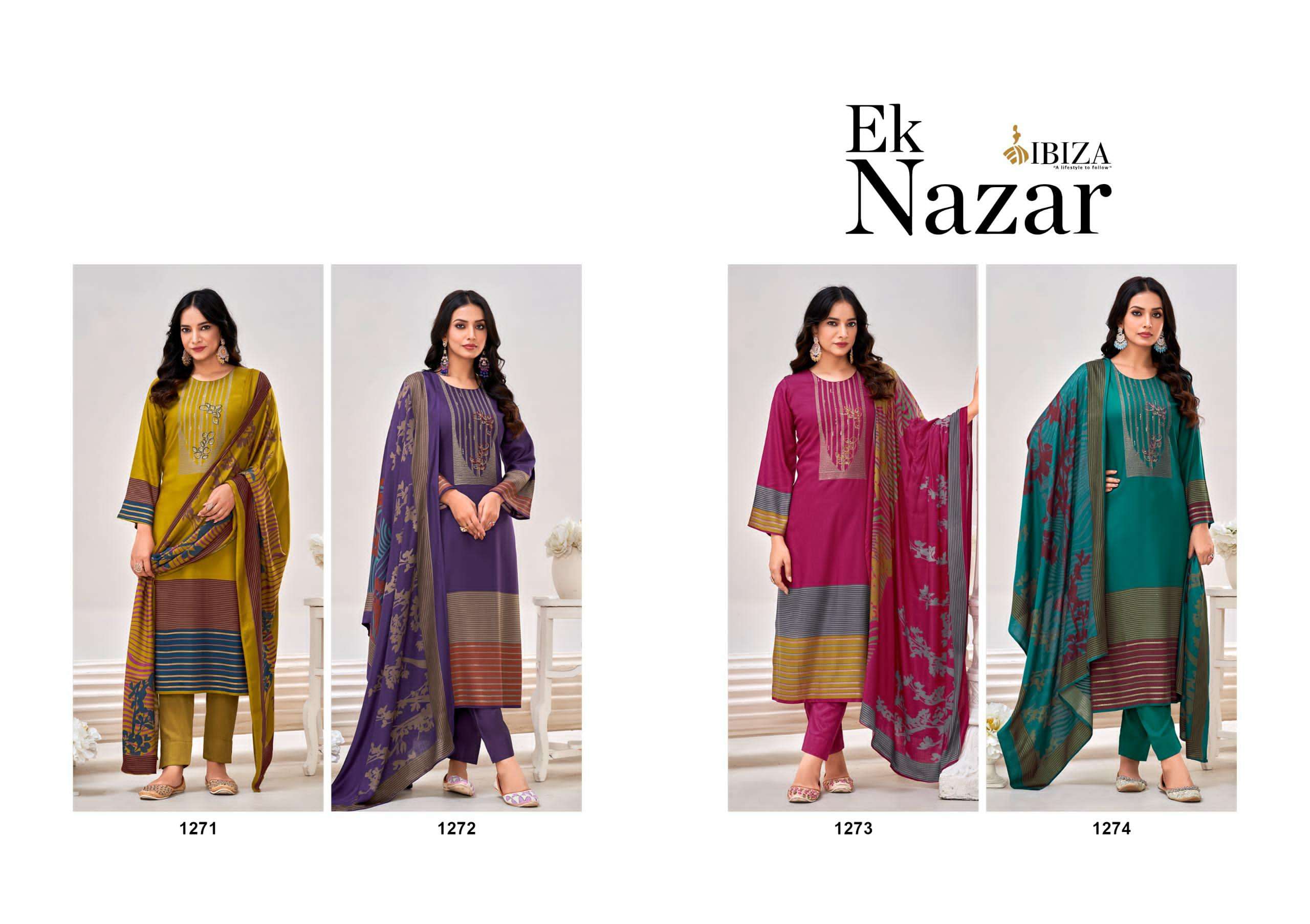 IBIZA EK NAZAR VISCOSE DIGITAL PRINT WITH EMBROIDERY WORK SUIT