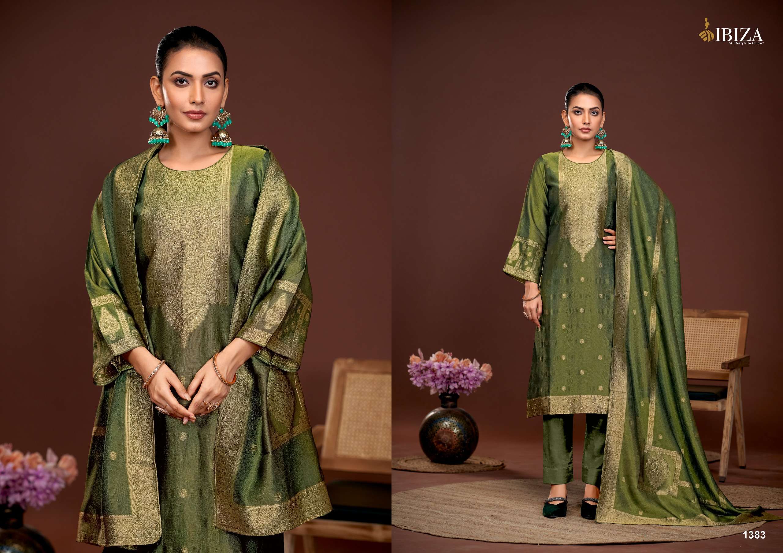  IBIZA PARTHI SILK SIMAR JACQUARD DESIGNER TRADITIONAL WEAR SUIT