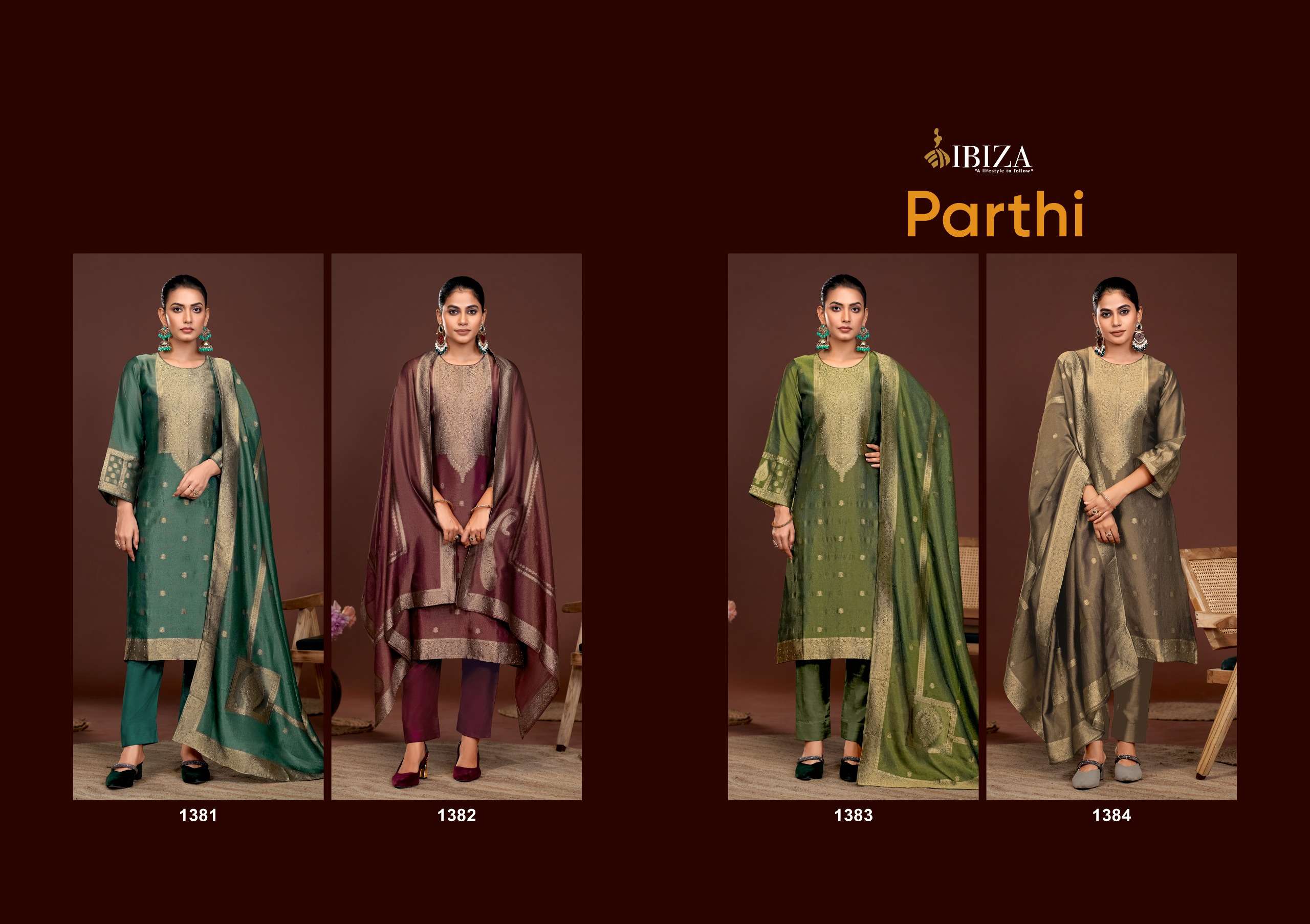  IBIZA PARTHI SILK SIMAR JACQUARD DESIGNER TRADITIONAL WEAR SUIT