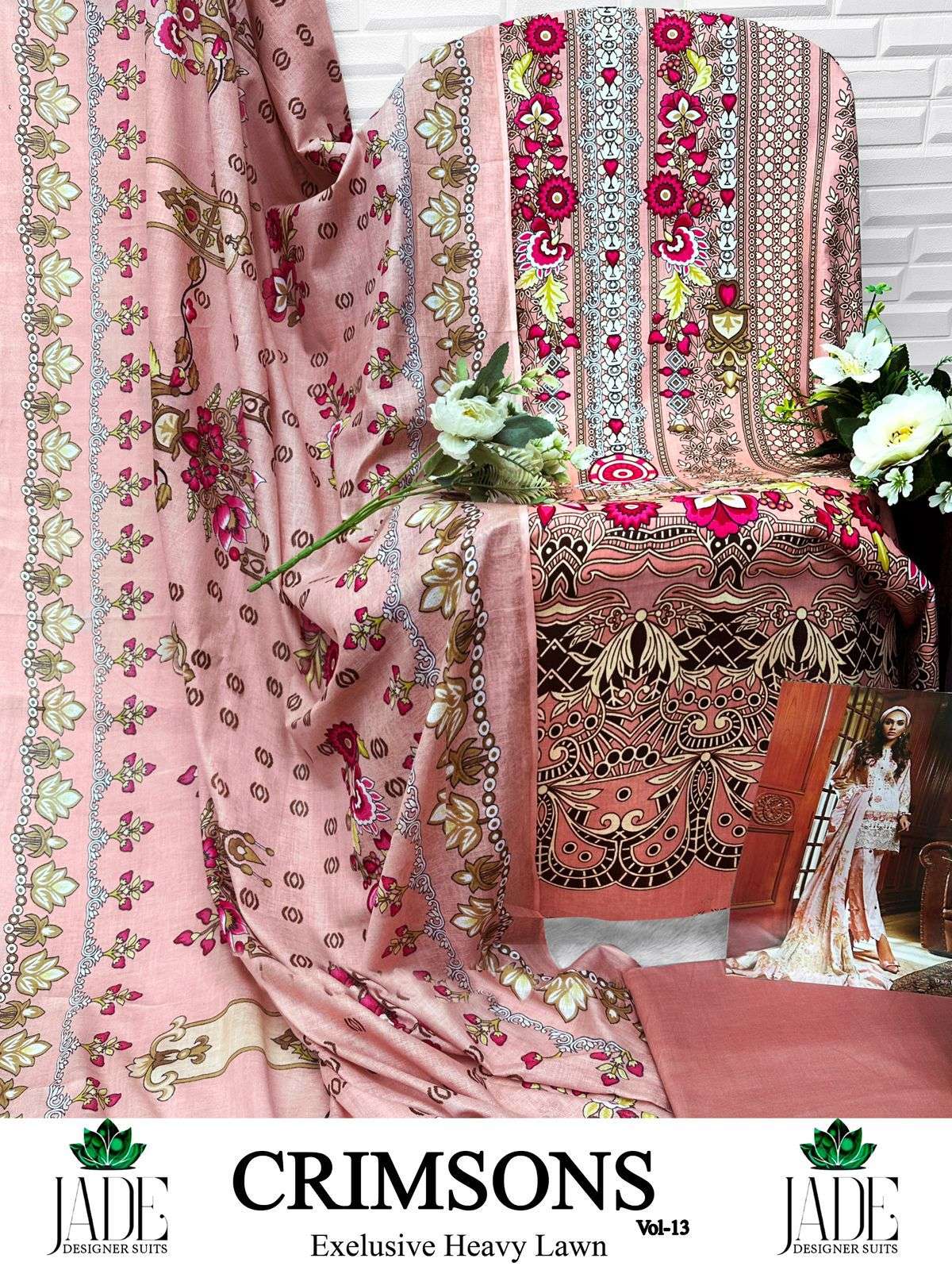 JADE CRIMSON EXCLUSIVE HEAVY LAWN COLLECTION VOL 13 LAWN COTTON SUIT