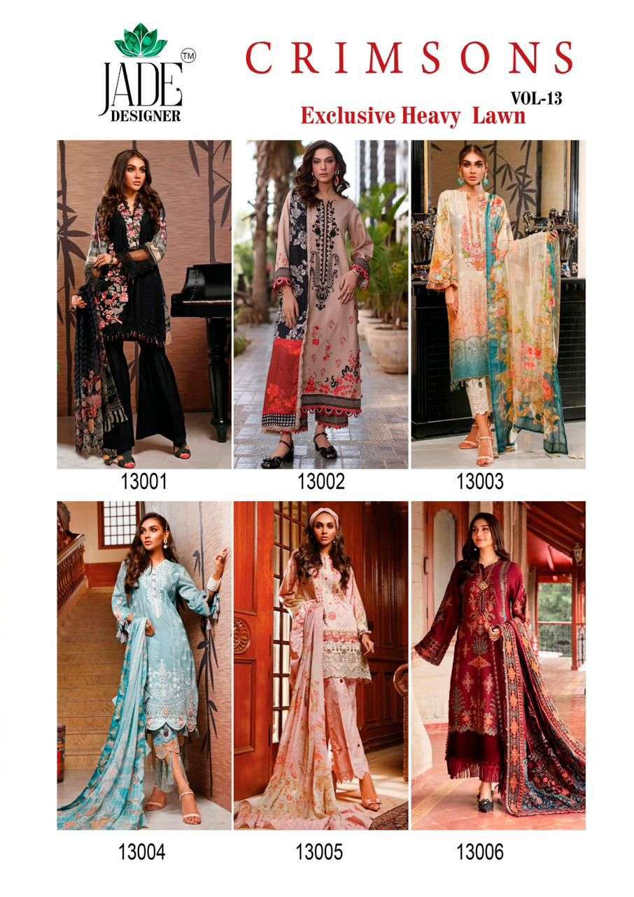 JADE CRIMSON EXCLUSIVE HEAVY LAWN COLLECTION VOL 13 LAWN COTTON SUIT