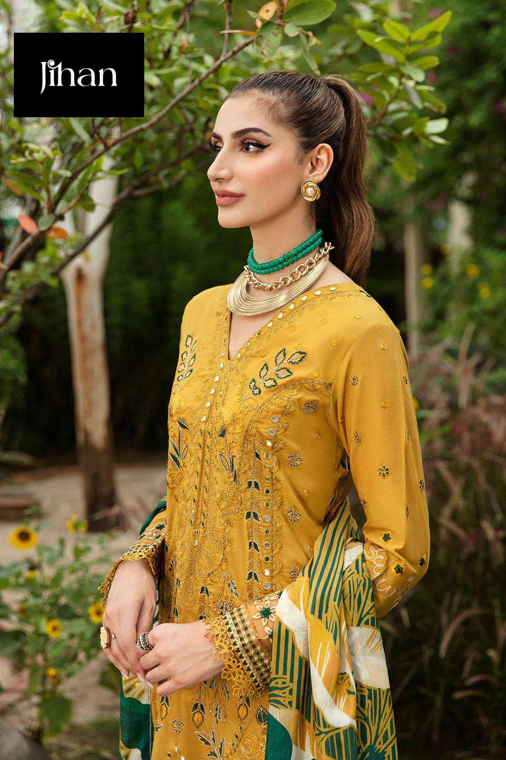 JIHAAN DESIGN NO - 3464 RAYON SELF EMBROIDERED HEAVY PARTY WEAR SUIT