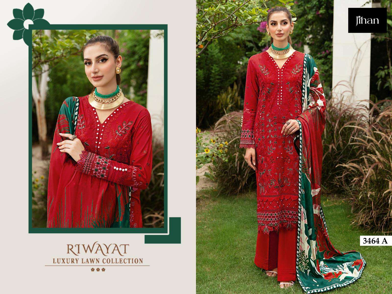 JIHAN RIWAYAT LUXURY LAWN COLLECTION FANCY PATCH WORKS SALWAR KAMEEZ 