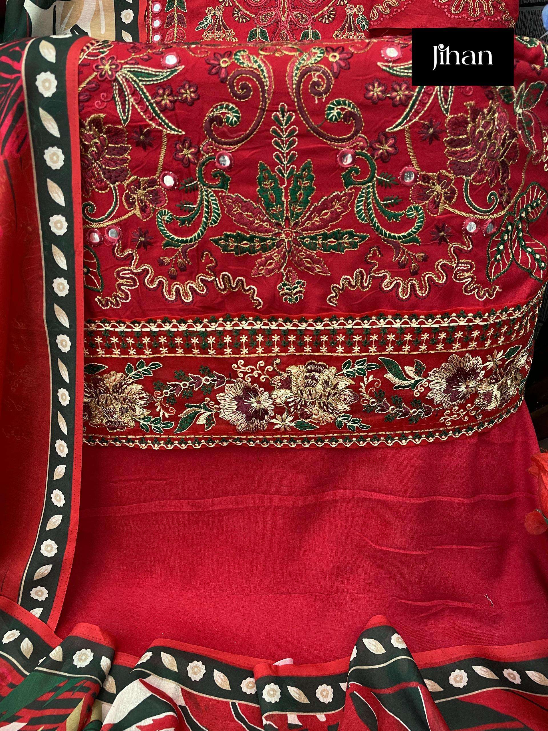 JIHAN RIWAYAT LUXURY LAWN COLLECTION FANCY PATCH WORKS SALWAR KAMEEZ 