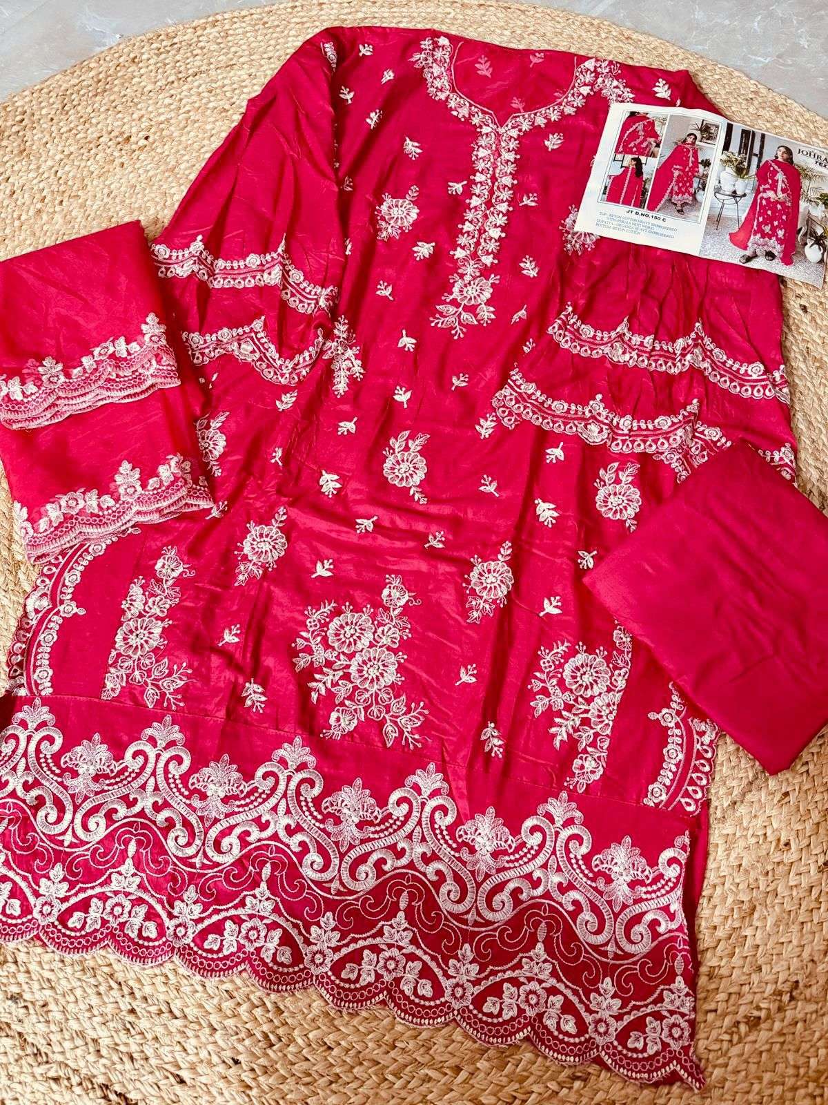JOHRA TEX DESIGN NO - JT - 150 C RAYON COTTON HEAVY EMBROIDERED SALWAR SUIT