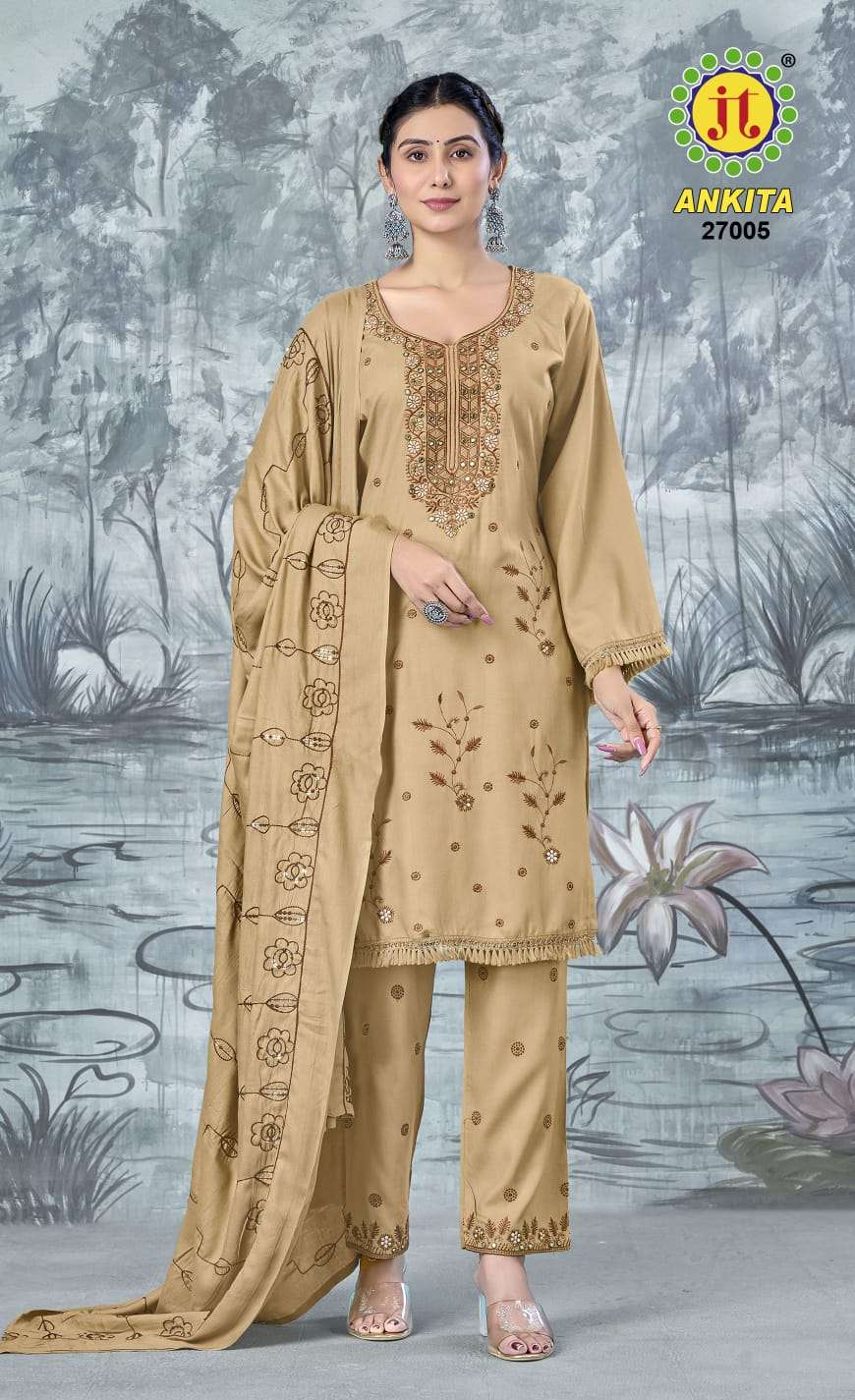 JT ANKITA VOL 27 RAYON FANCY SEQUENCE EMBROIDERY WORK SUIT
