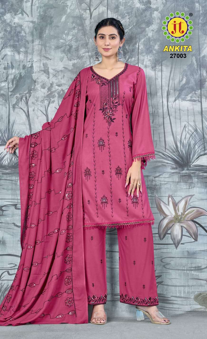 JT ANKITA VOL 27 RAYON FANCY SEQUENCE EMBROIDERY WORK SUIT