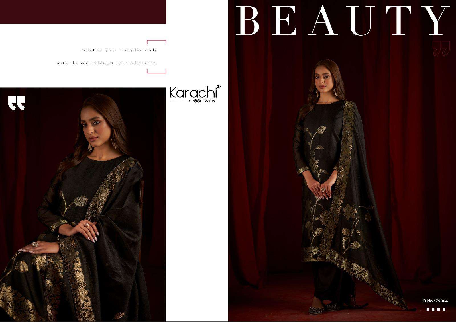 KARACHI SUITS DILKASH SILK JACQUARD DESIGNER WORK SUIT