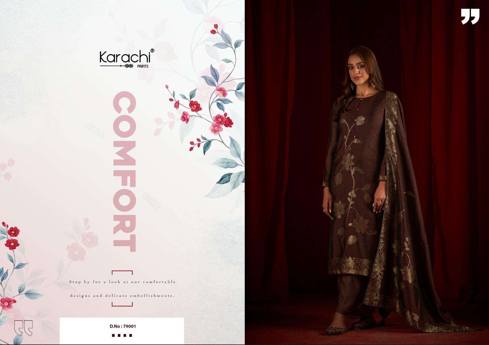 KARACHI SUITS DILKASH SILK JACQUARD DESIGNER WORK SUIT