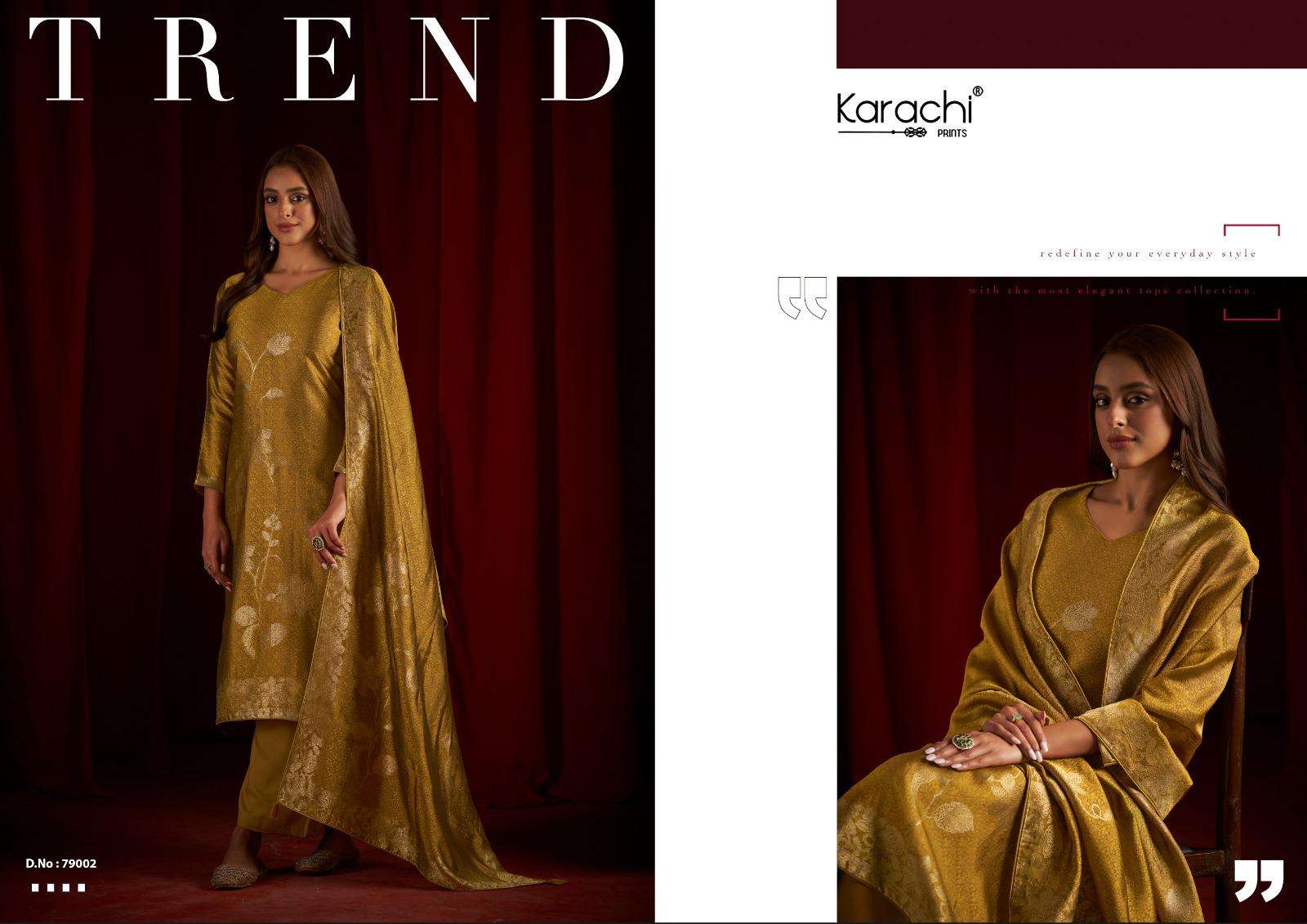 KARACHI SUITS DILKASH SILK JACQUARD DESIGNER WORK SUIT