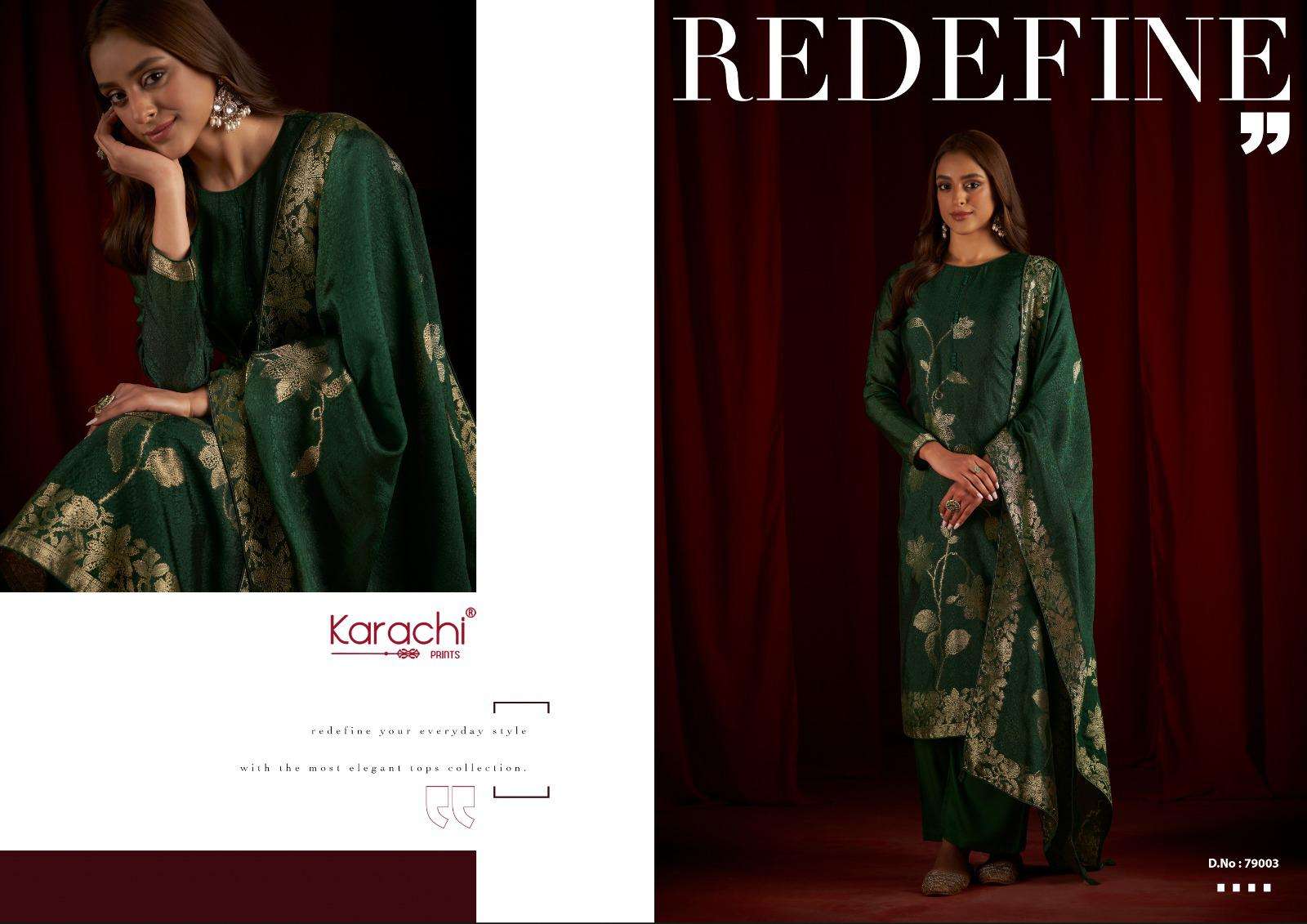 KARACHI SUITS DILKASH SILK JACQUARD DESIGNER WORK SUIT