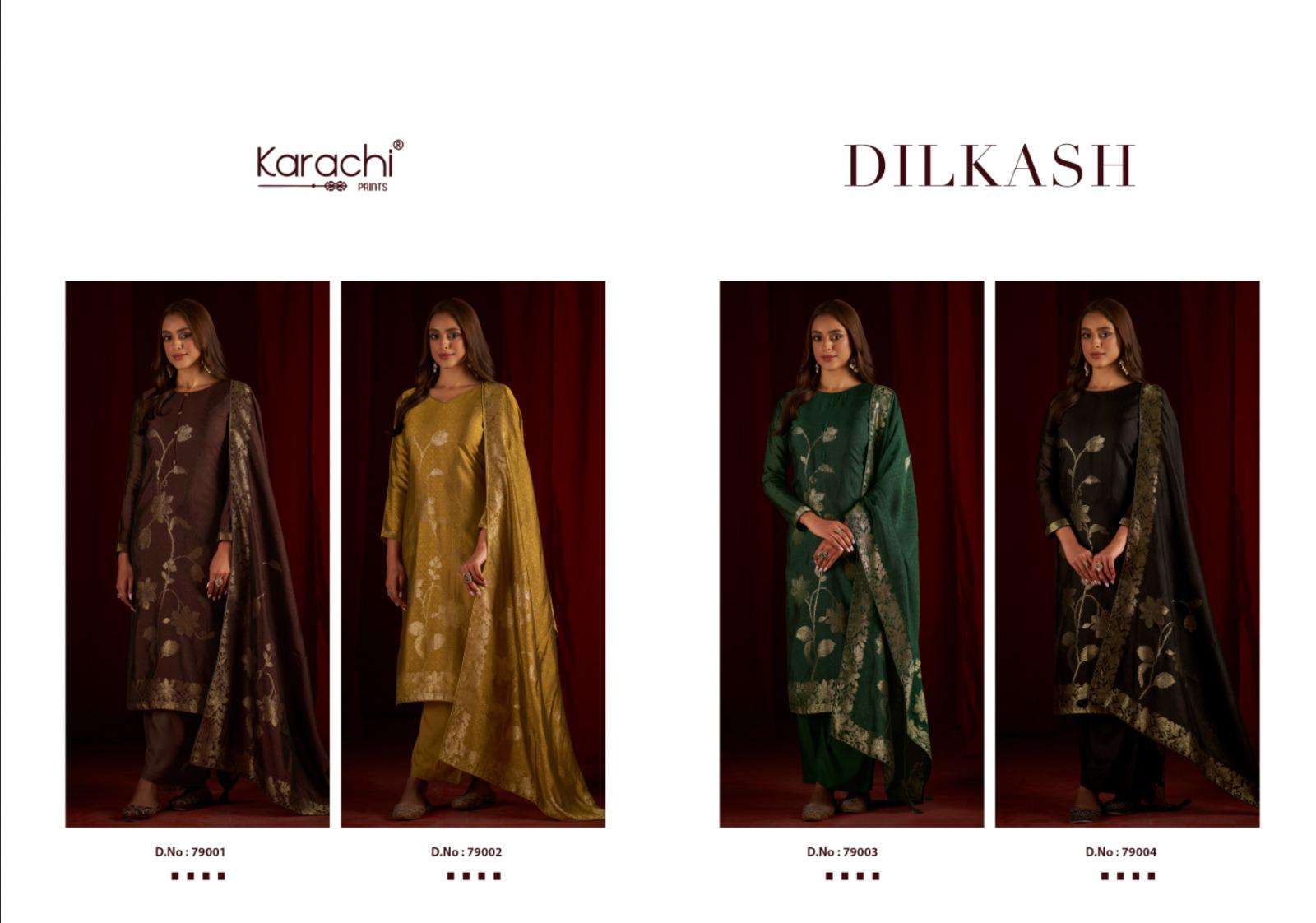 KARACHI SUITS DILKASH SILK JACQUARD DESIGNER WORK SUIT