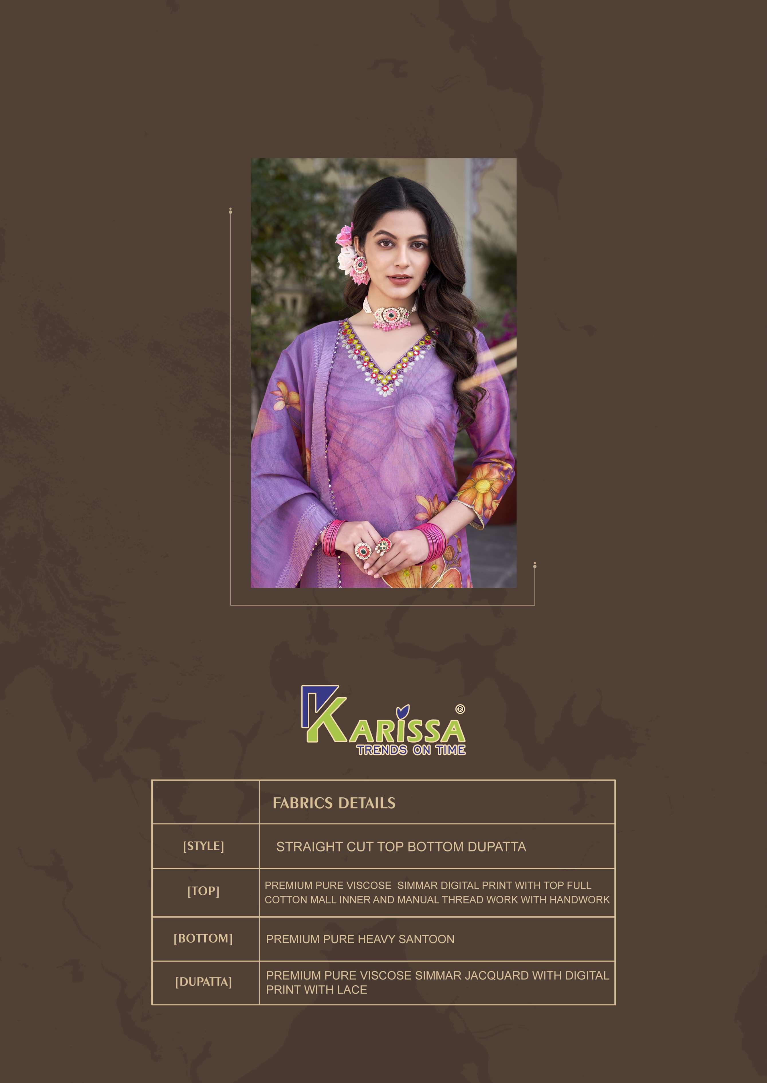 KARISSA NITYAA VOL 1 VISCOSE FANCY WORK KURTI COMBO SET