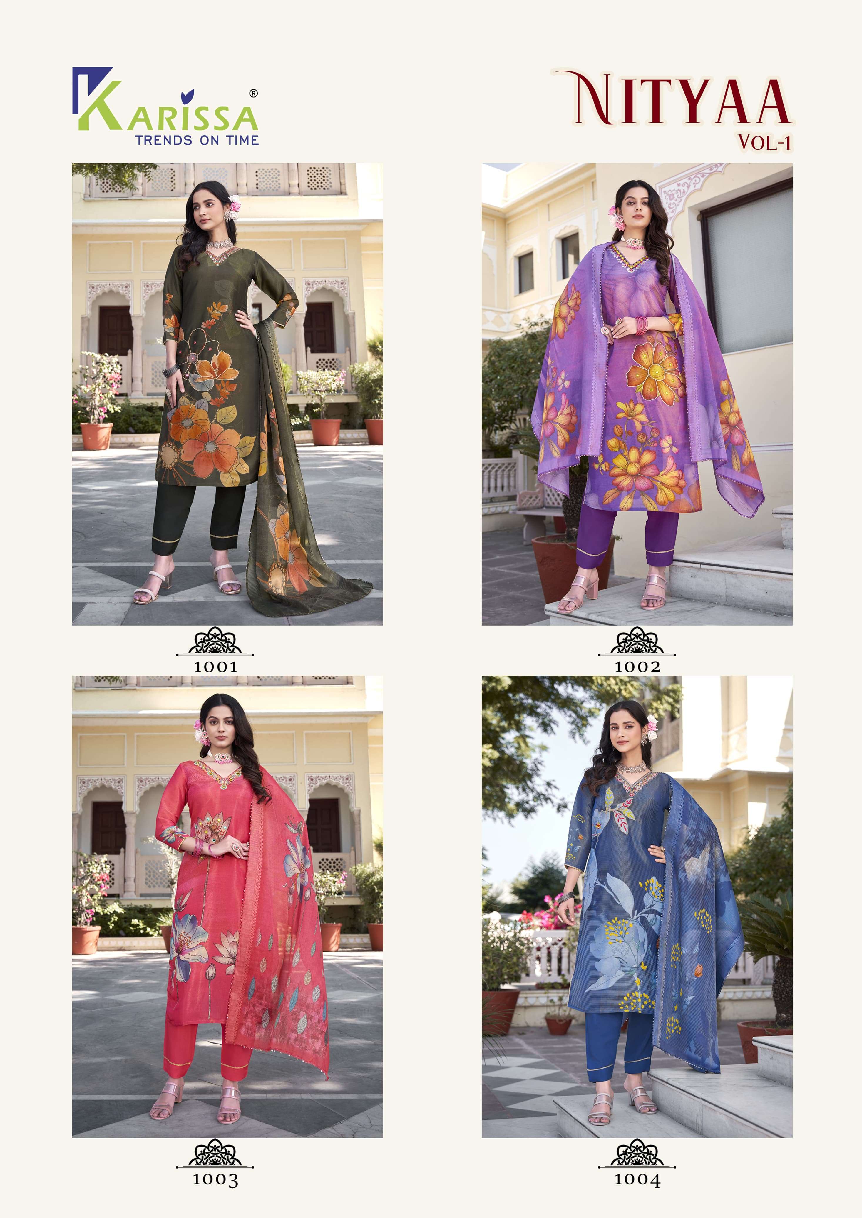 KARISSA NITYAA VOL 1 VISCOSE FANCY WORK KURTI COMBO SET