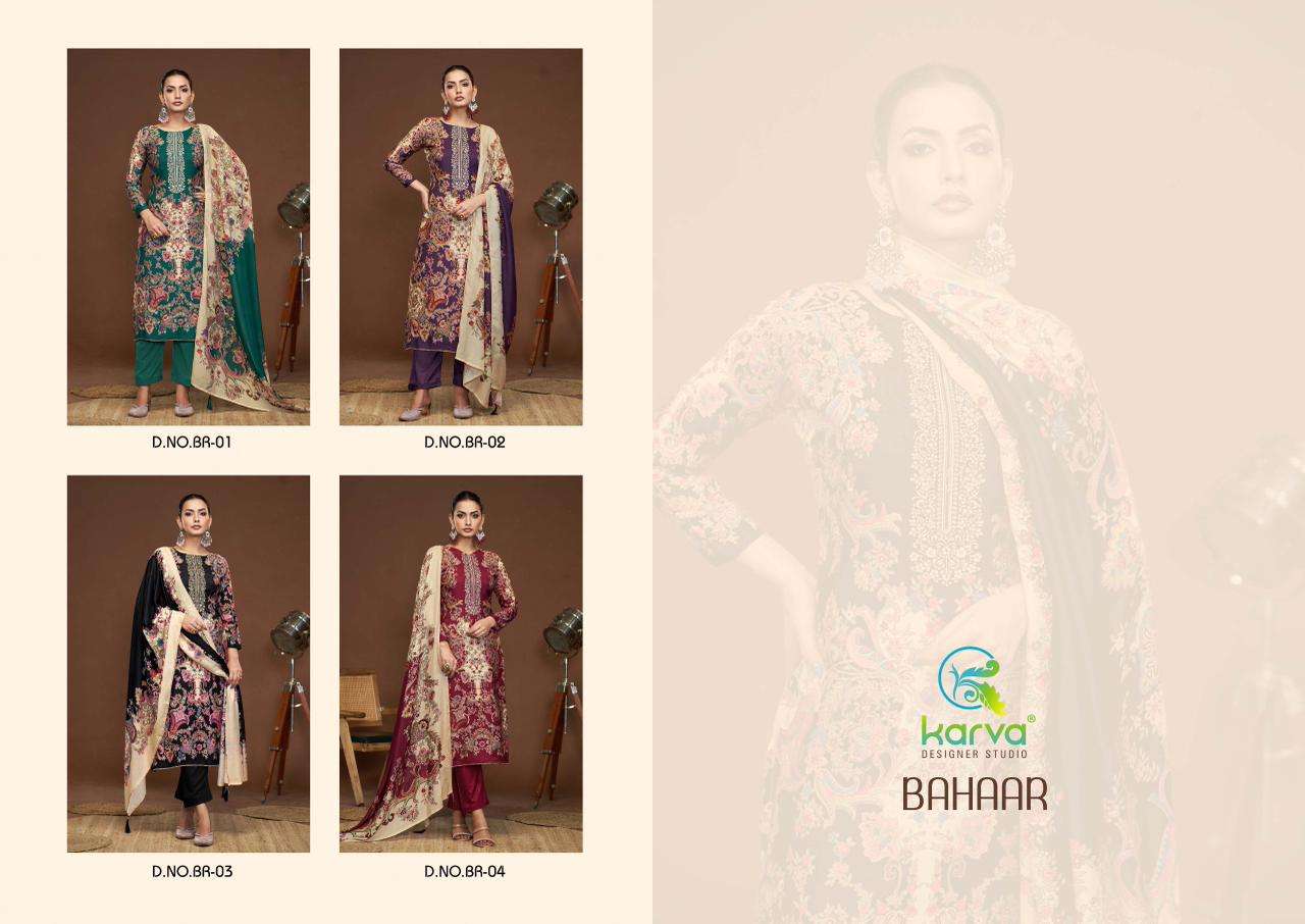 KARVA DESINER STUDIO BAHAAR VISCOSE DIGITAL PRINT WITH FANCY WORK SUIT