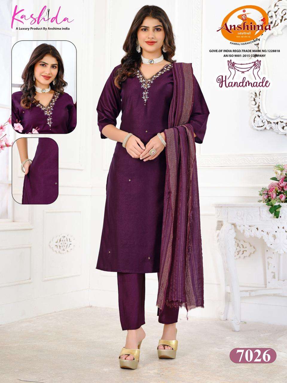 KASHIDA HANDMADE VOL 1 FANCY SOBER WORKS LADIES KURTI COMBO SET 