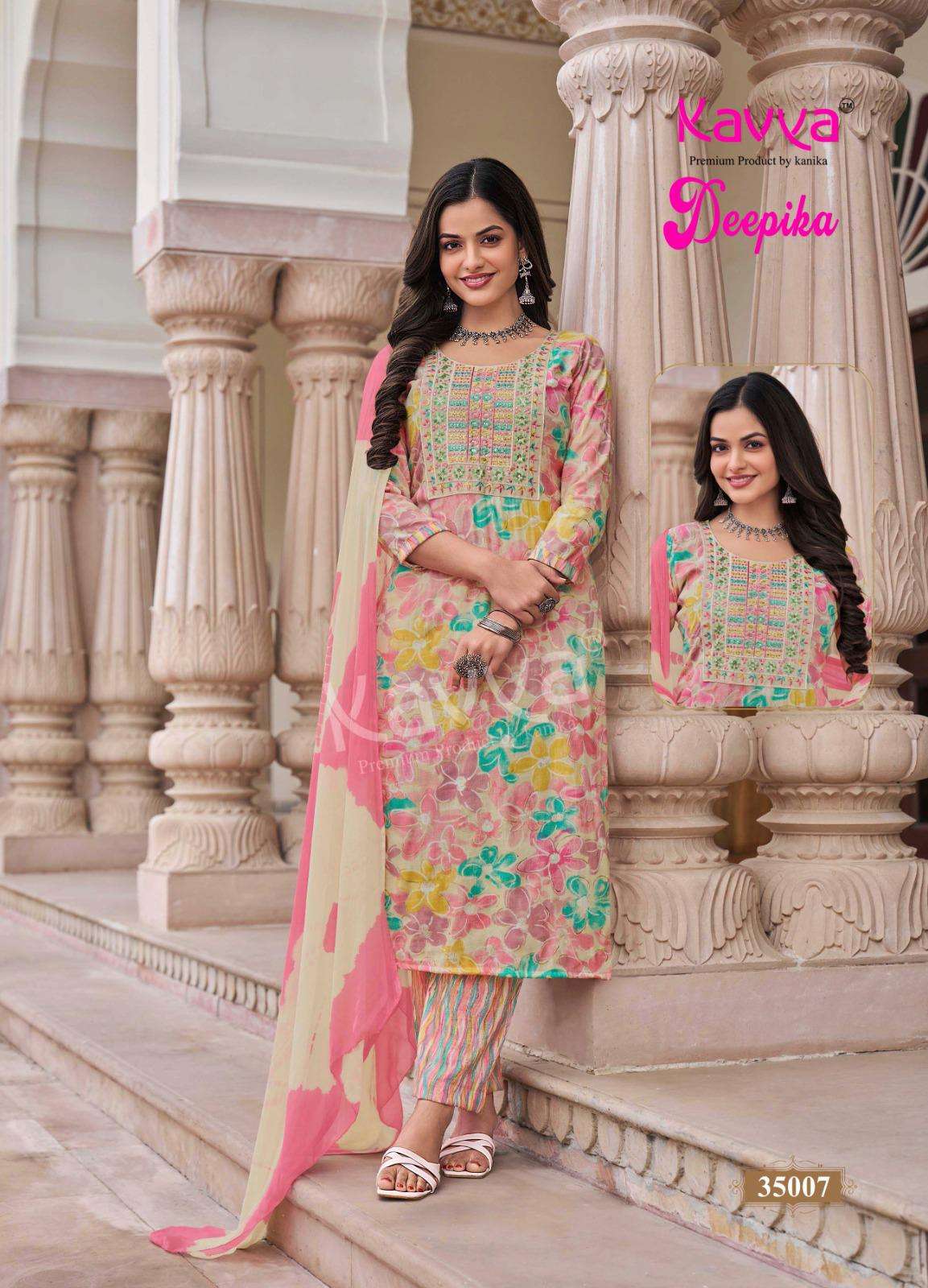 KAVYA DEEPIKA VOL 35 FANCY PRINTED LADIES KURTI COMBO SET 