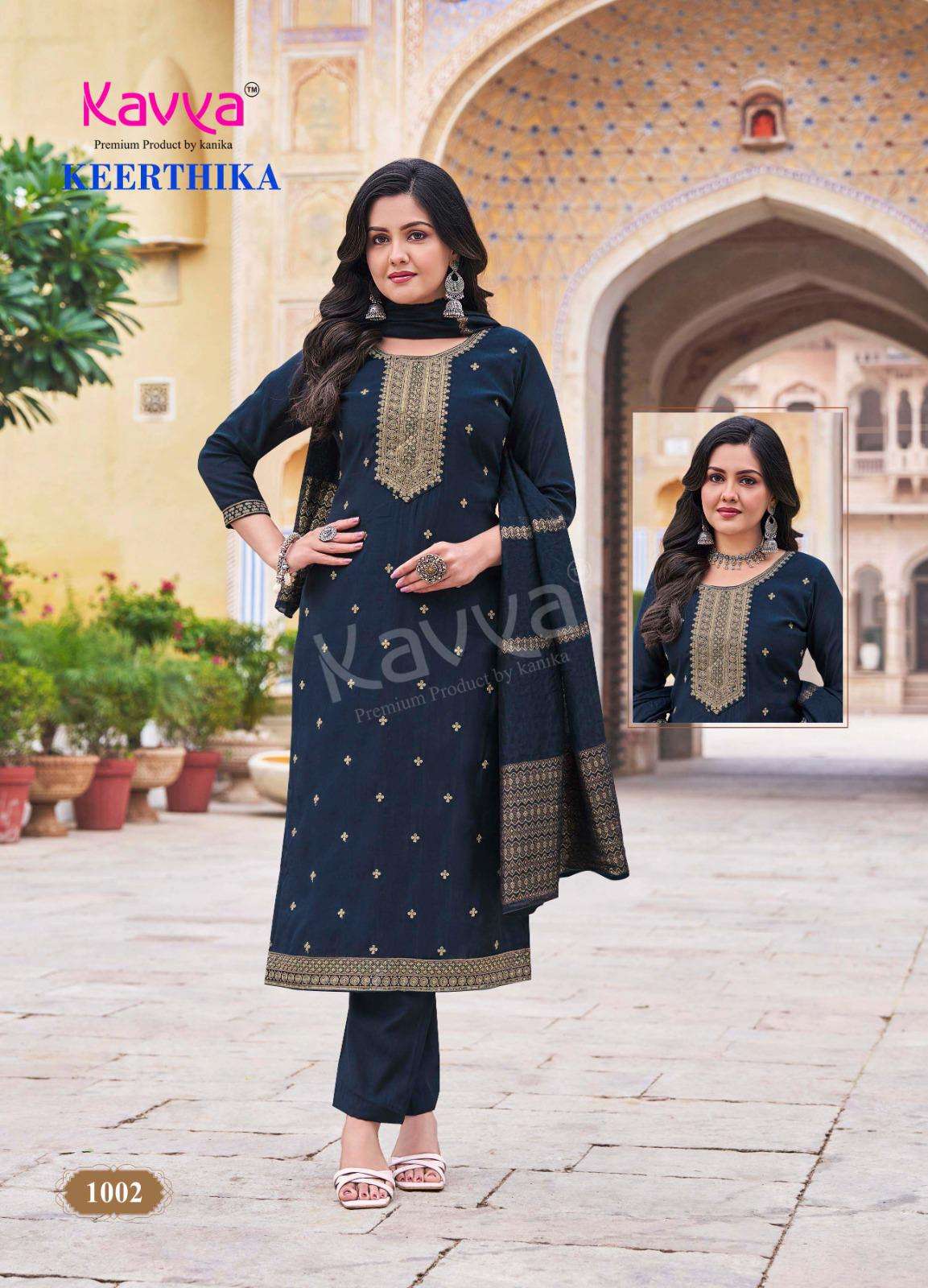 KAVYA KEERTHIKA VOL 1 VISCOSE FANCY WORK KURTI COMBO SET 