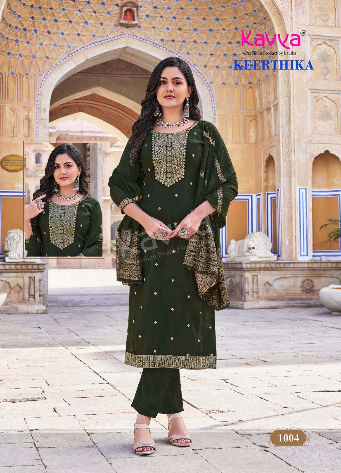 KAVYA KEERTHIKA VOL 1 VISCOSE FANCY WORK KURTI COMBO SET 