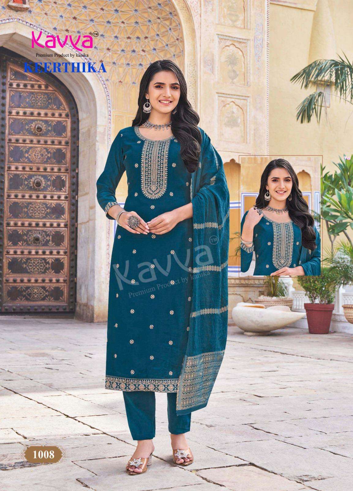 KAVYA KEERTHIKA VOL 1 VISCOSE FANCY WORK KURTI COMBO SET 