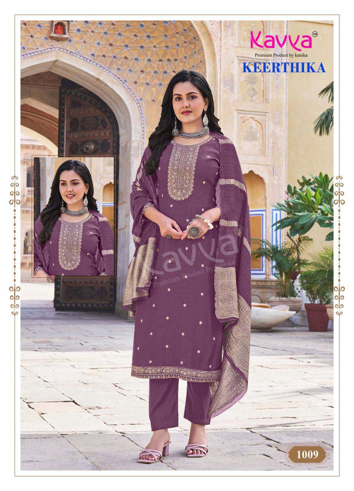 KAVYA KEERTHIKA VOL 1 VISCOSE FANCY WORK KURTI COMBO SET 