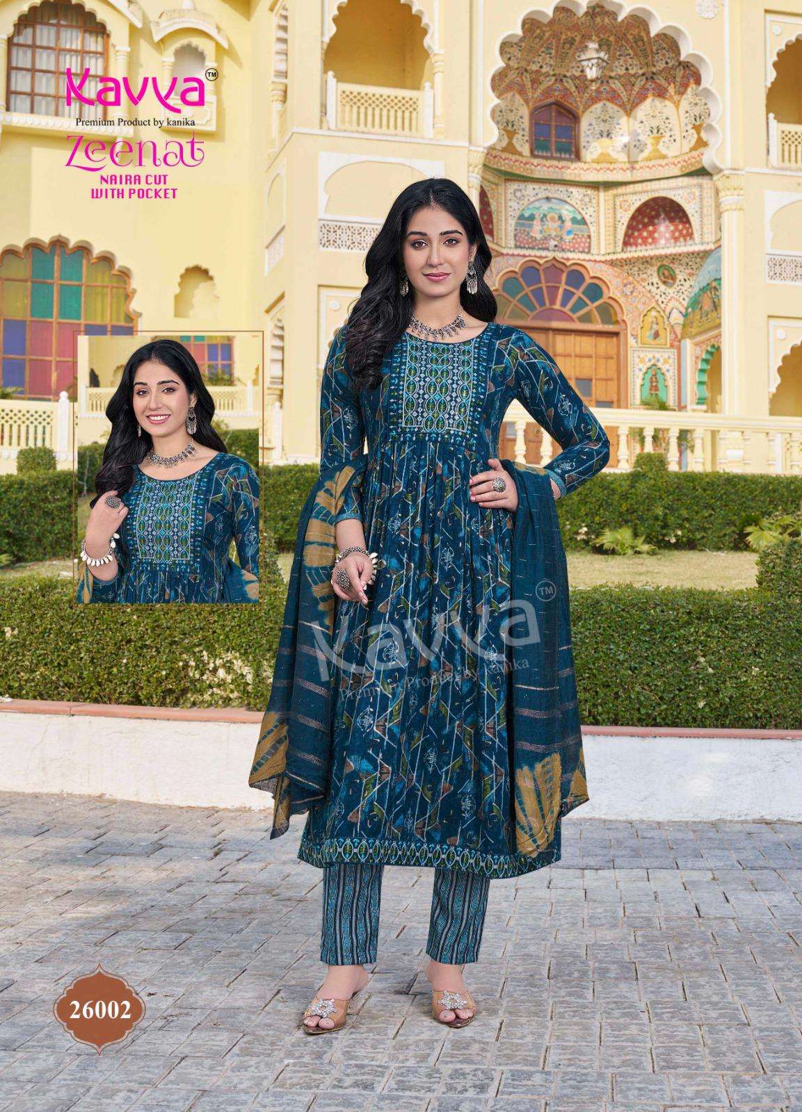 KAVYA ZEENAT VOL 26 NAIRA CUT PATTERN LADIES KURTI COMBO SET 