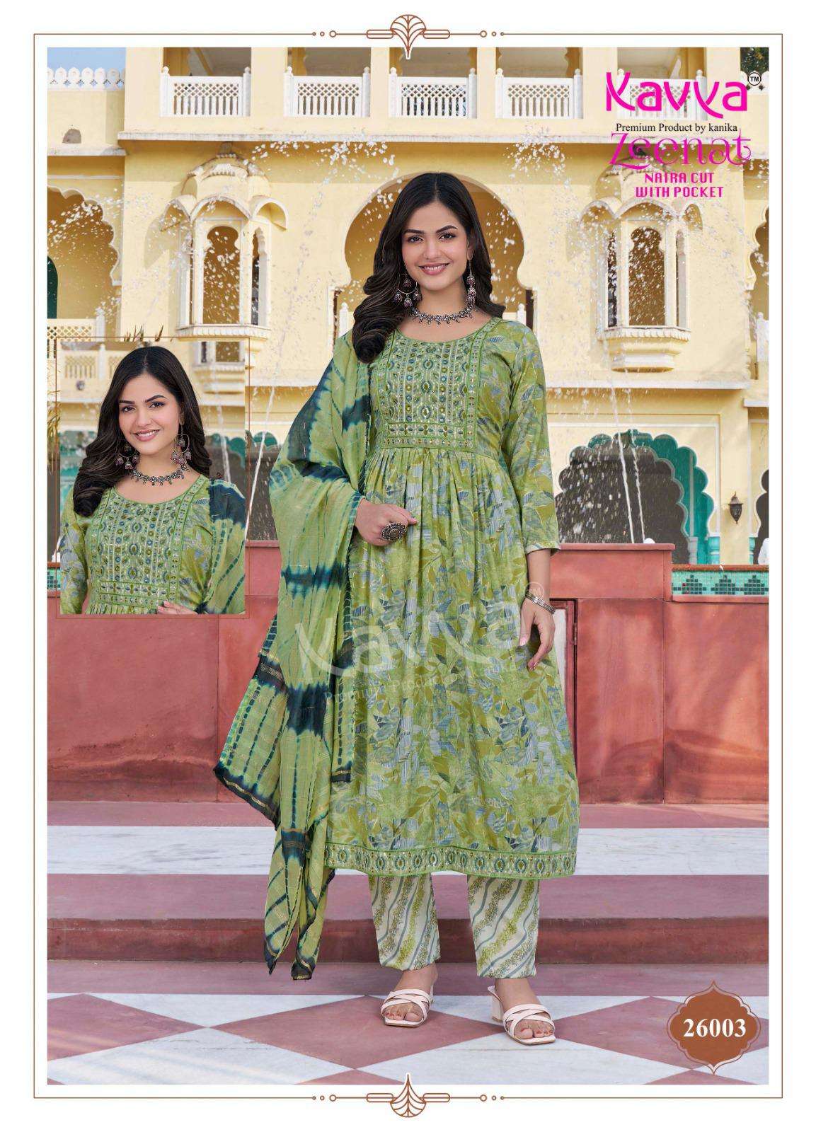 KAVYA ZEENAT VOL 26 NAIRA CUT PATTERN LADIES KURTI COMBO SET 