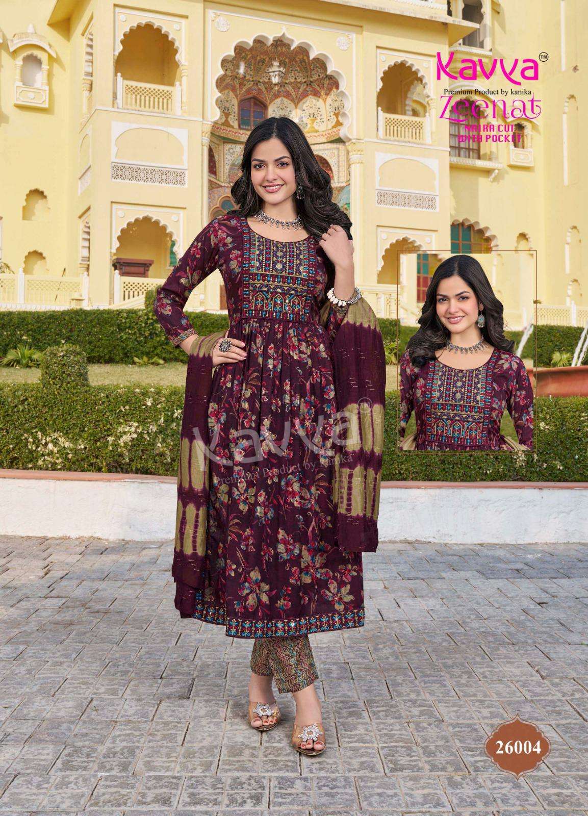 KAVYA ZEENAT VOL 26 NAIRA CUT PATTERN LADIES KURTI COMBO SET 
