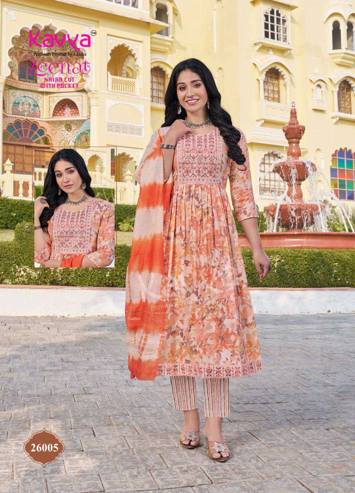 KAVYA ZEENAT VOL 26 NAIRA CUT PATTERN LADIES KURTI COMBO SET 
