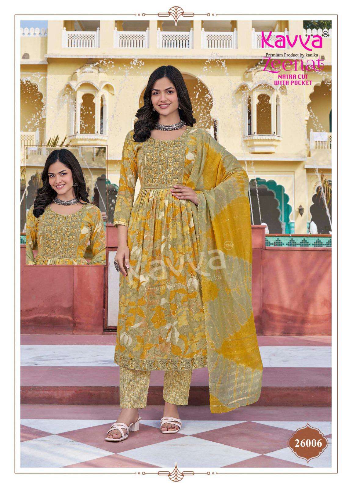 KAVYA ZEENAT VOL 26 NAIRA CUT PATTERN LADIES KURTI COMBO SET 