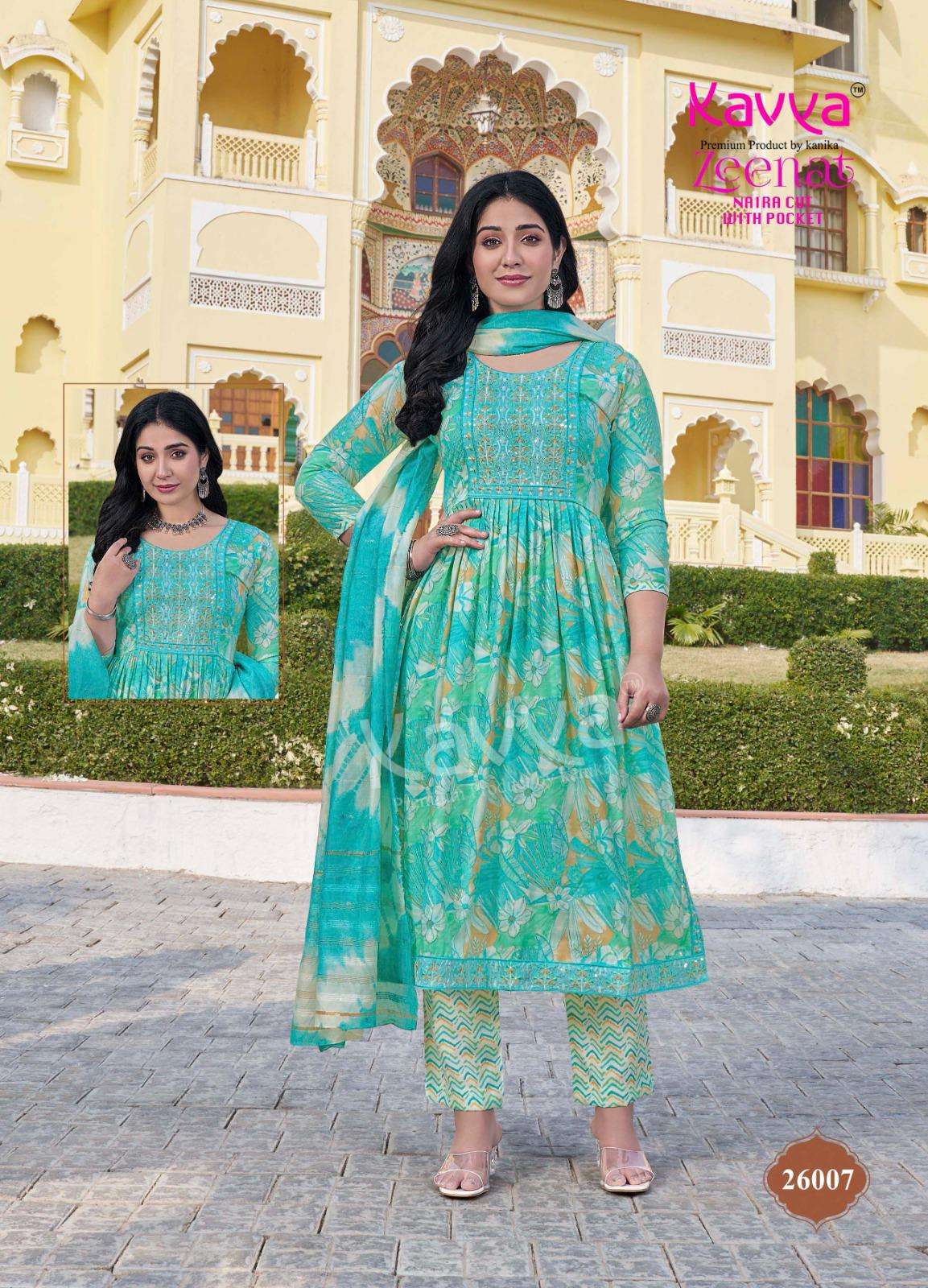KAVYA ZEENAT VOL 26 NAIRA CUT PATTERN LADIES KURTI COMBO SET 