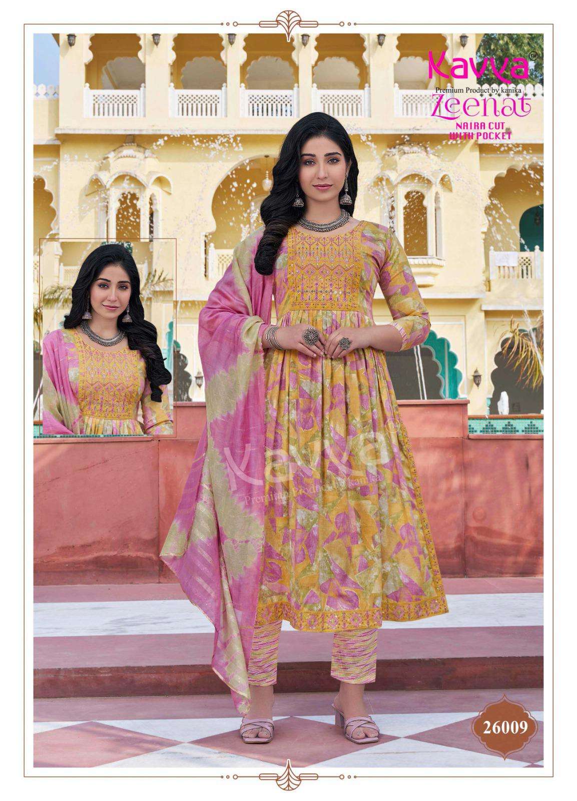 KAVYA ZEENAT VOL 26 NAIRA CUT PATTERN LADIES KURTI COMBO SET 