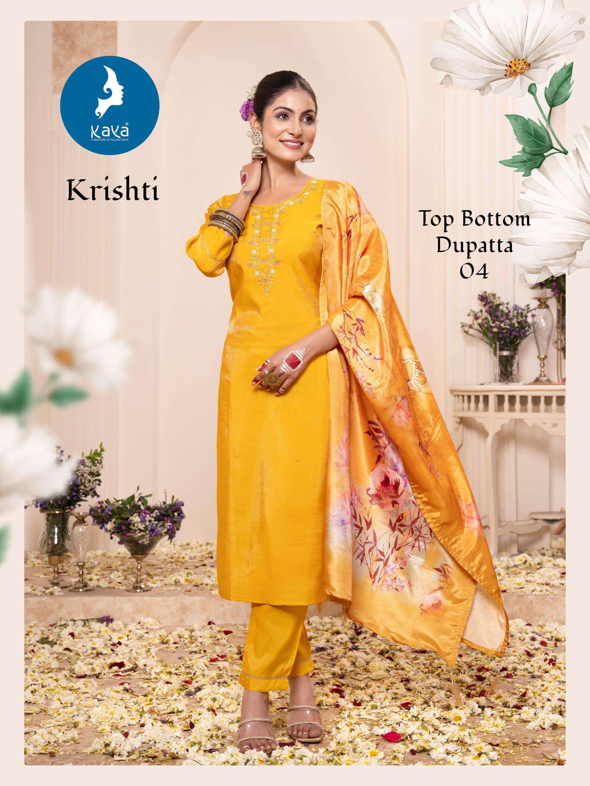 KAYA KRISHTI SIMER FABRICS FANCY WORK LADIES KURTI COMBO SET 