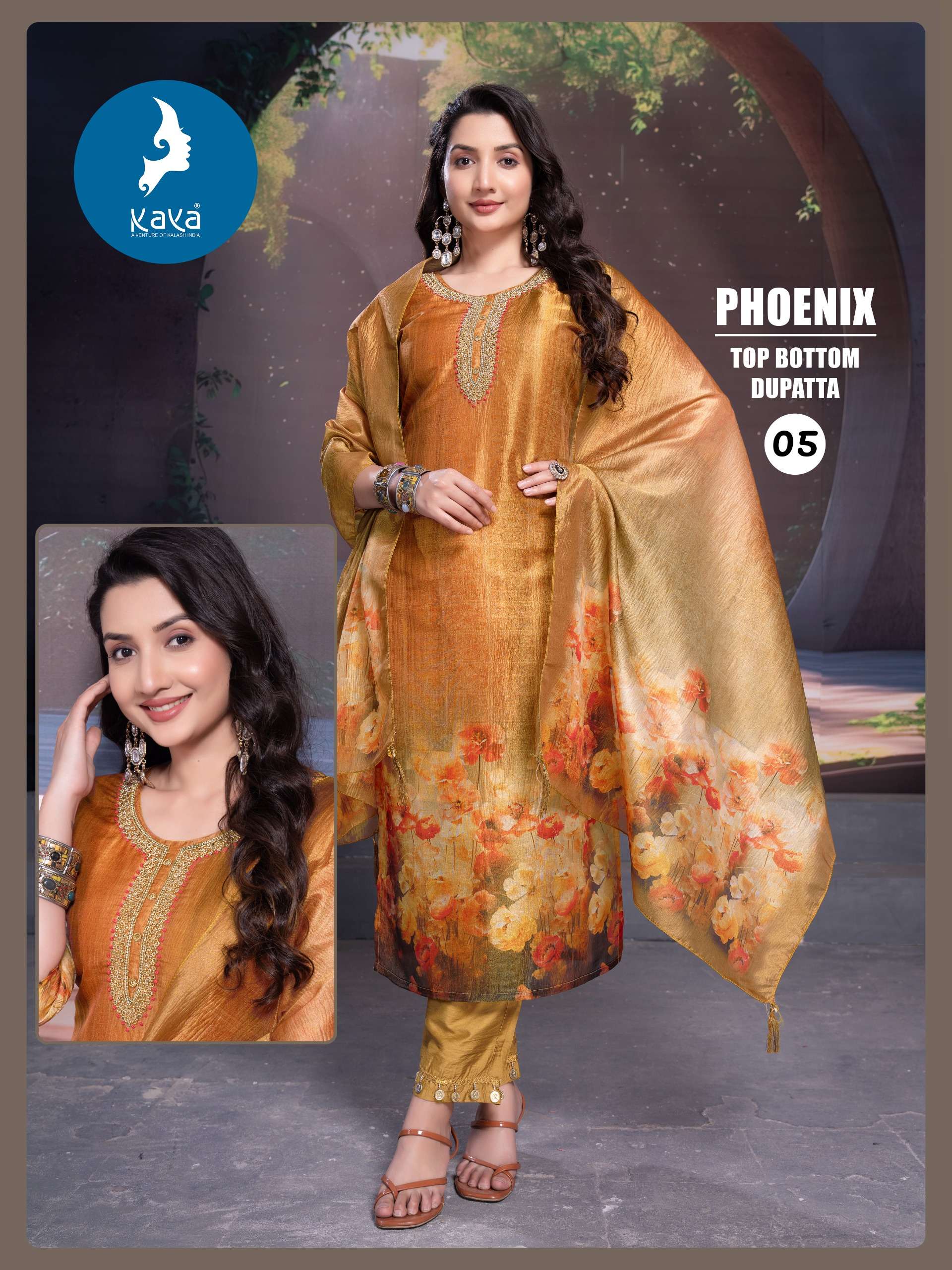 KAYA PHOENIX SIMER FABRIC FANCY WORK KURTI COMBO SET 