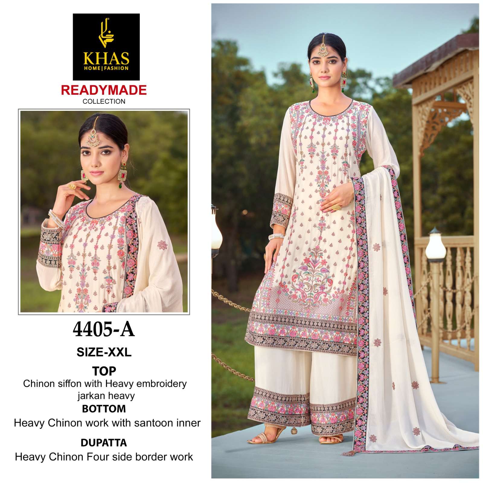 KHAS FASHION D NO 4405 HEAVY EMBROIDERY DESIGNER SUIT