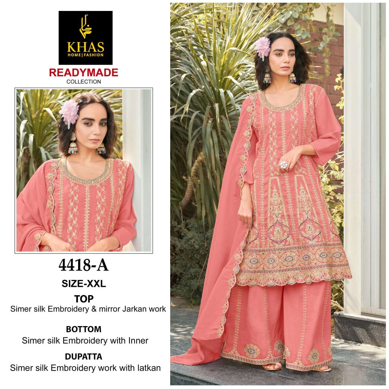 KHAS FASHION D NO 4418 SILK HEAVY EMBROIDERED WEDDING WEAR SUIT
