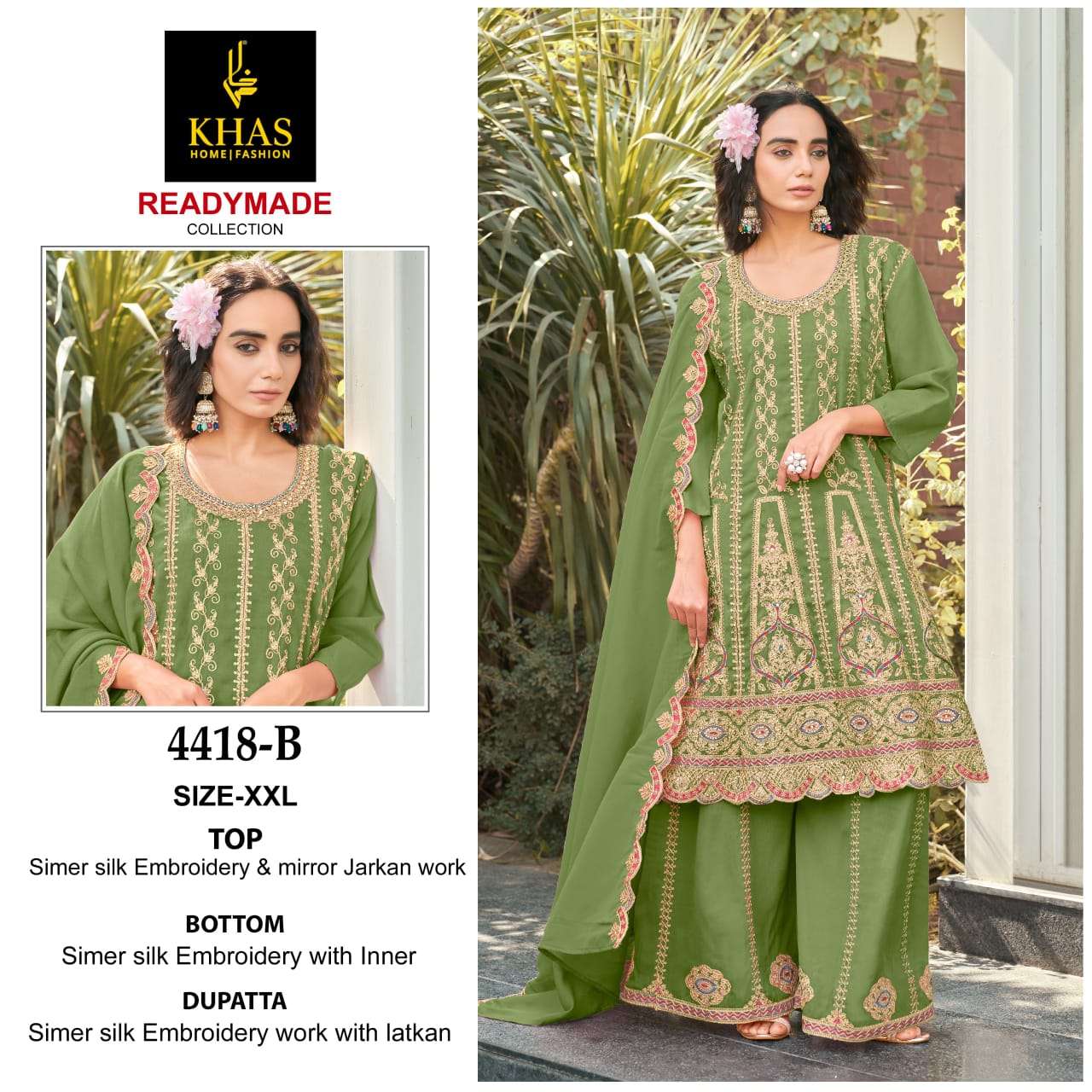 KHAS FASHION D NO 4418 SILK HEAVY EMBROIDERED WEDDING WEAR SUIT