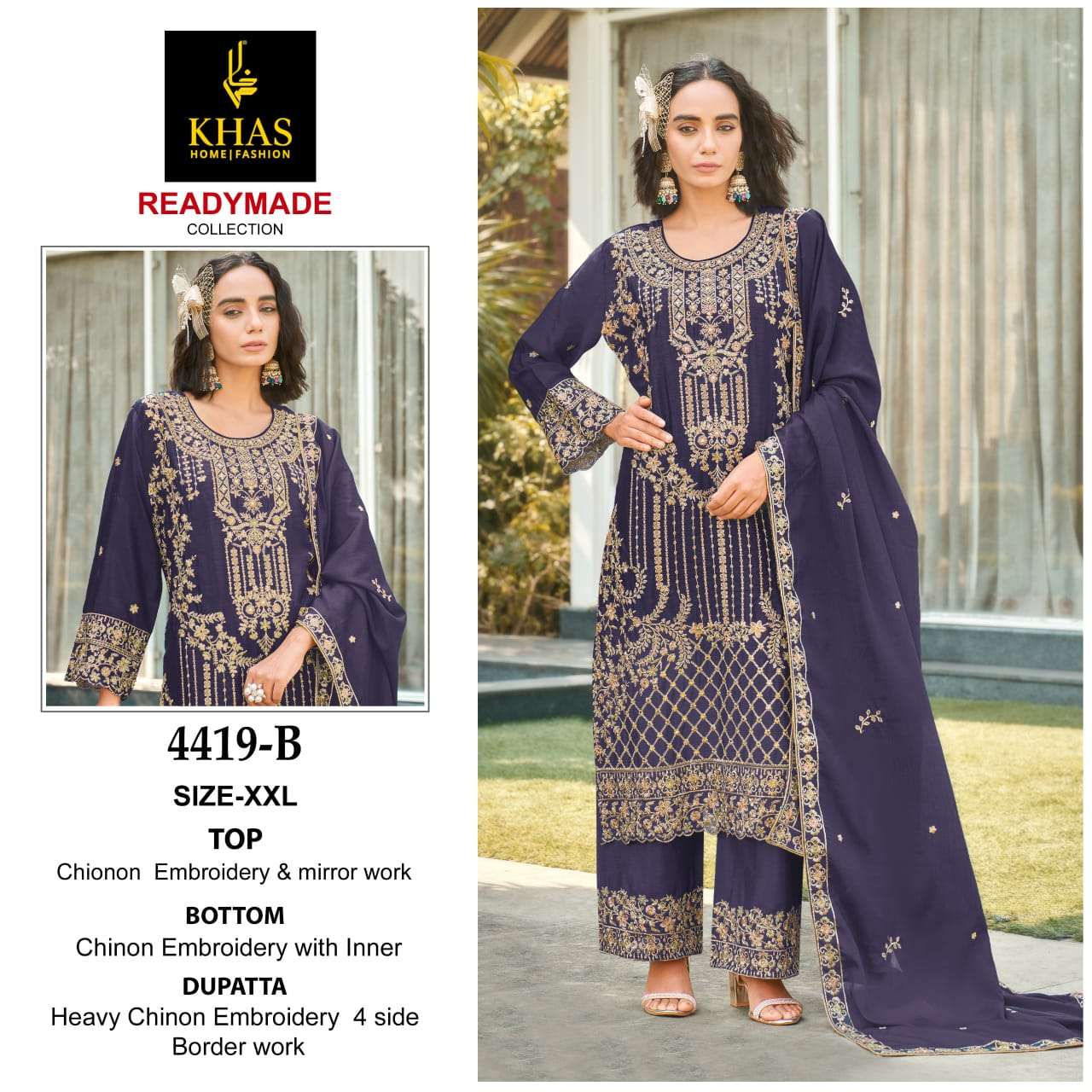 KHAS FASHION D NO 4419 HEAVY BEAUTIFUL EMBROIDERED SUIT
