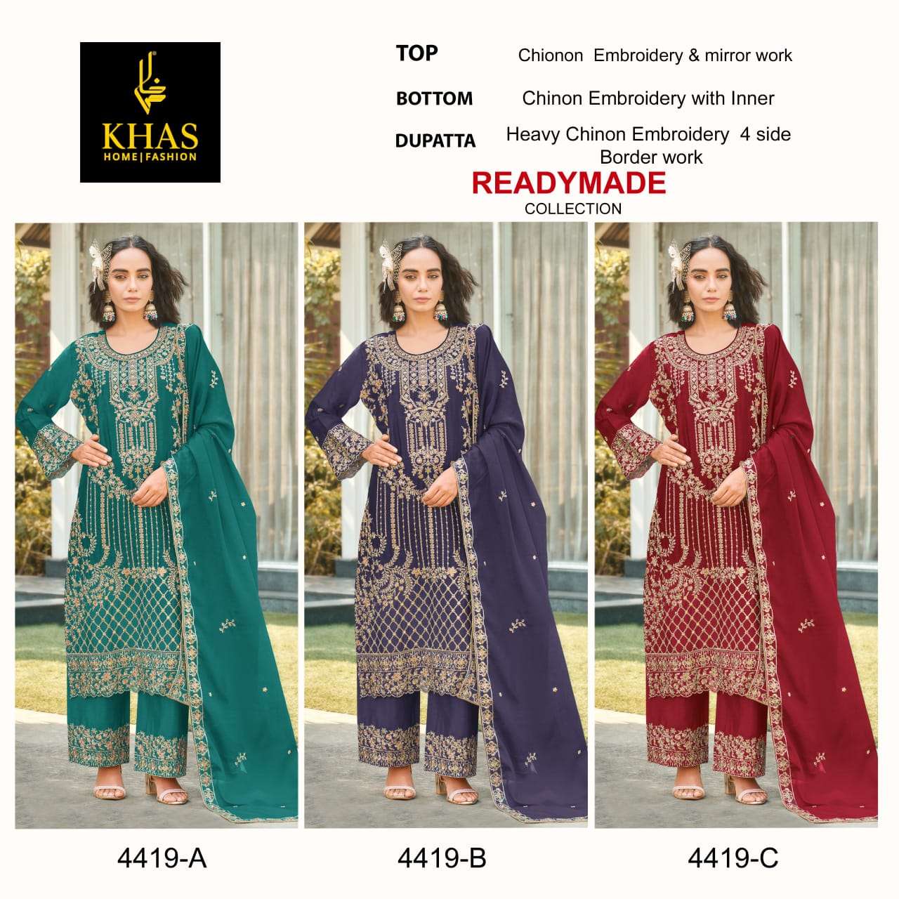 KHAS FASHION D NO 4419 HEAVY BEAUTIFUL EMBROIDERED SUIT