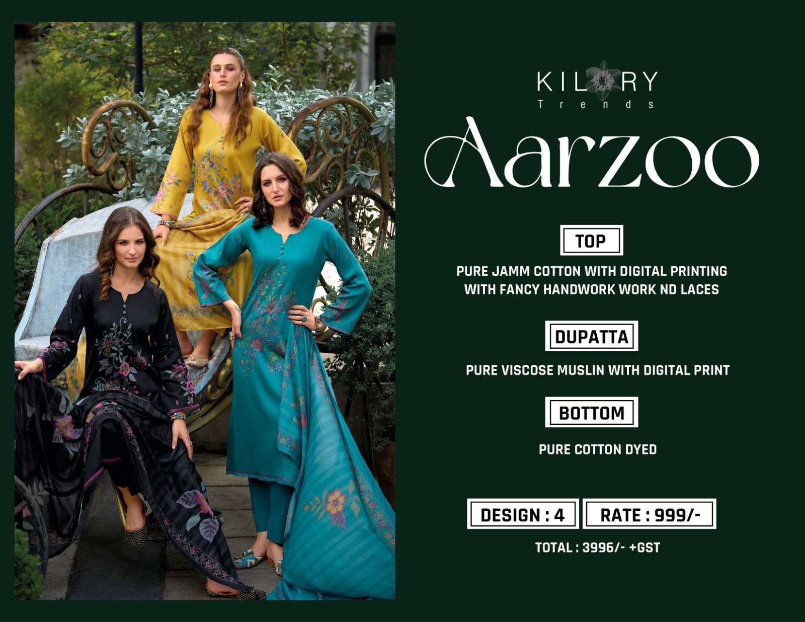KILORY  TRENDS AARZOO JAM COTTON DIGITAL PRINT WITH FANCY WORK SUIT
