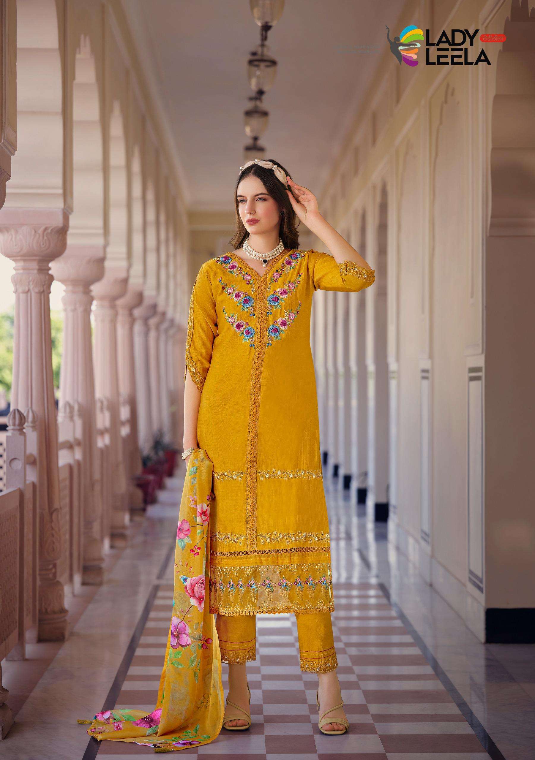 LADY LEELA SAJDA VISCOSE DESIGNER WORK READY MADE LADIES SUIT