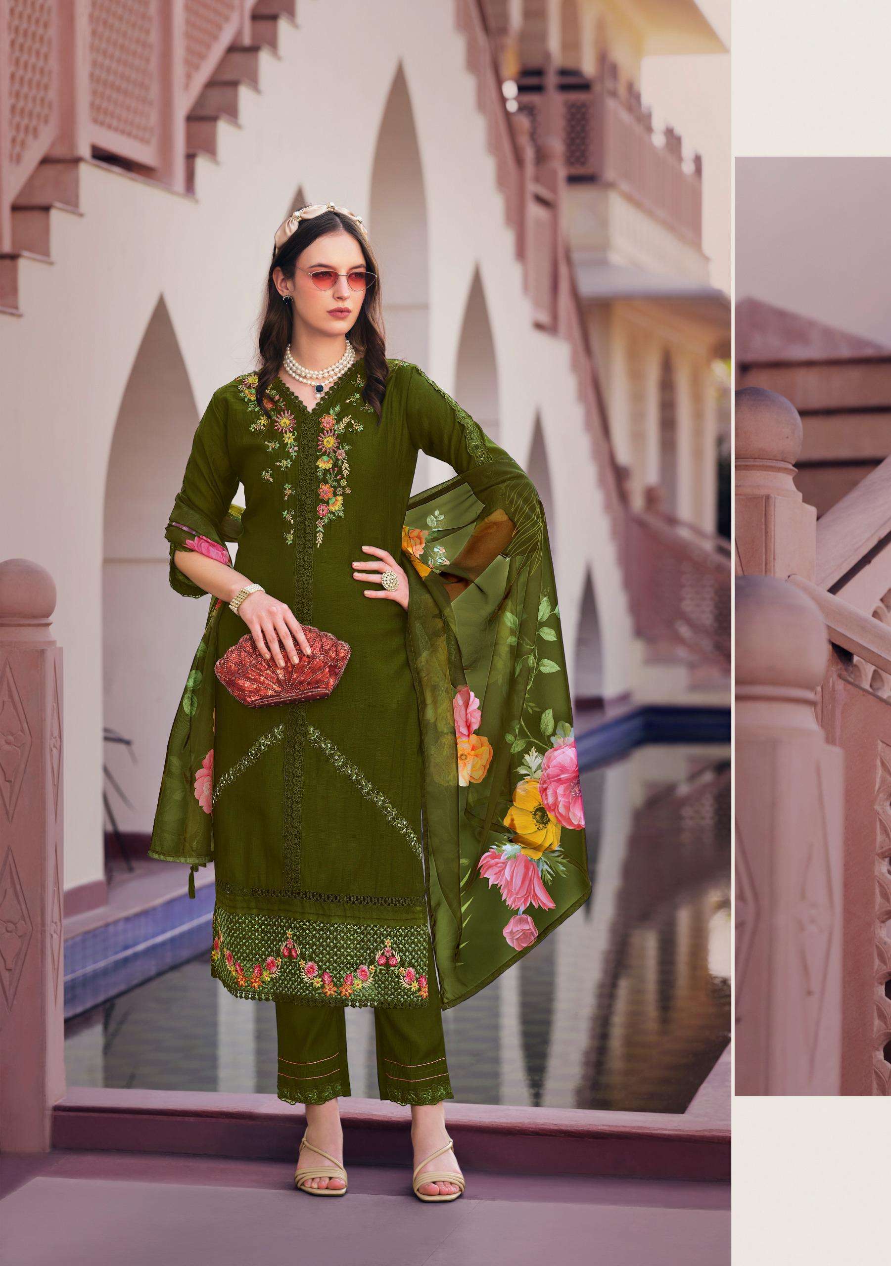 LADY LEELA SAJDA VISCOSE DESIGNER WORK READY MADE LADIES SUIT