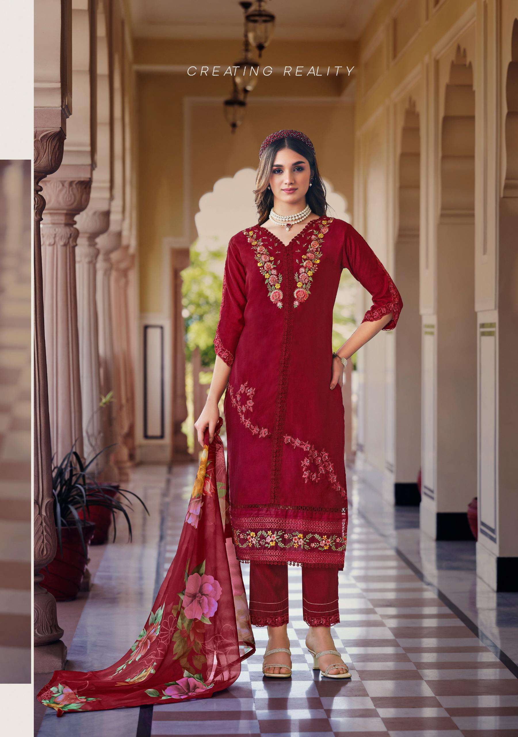 LADY LEELA SAJDA VISCOSE DESIGNER WORK READY MADE LADIES SUIT