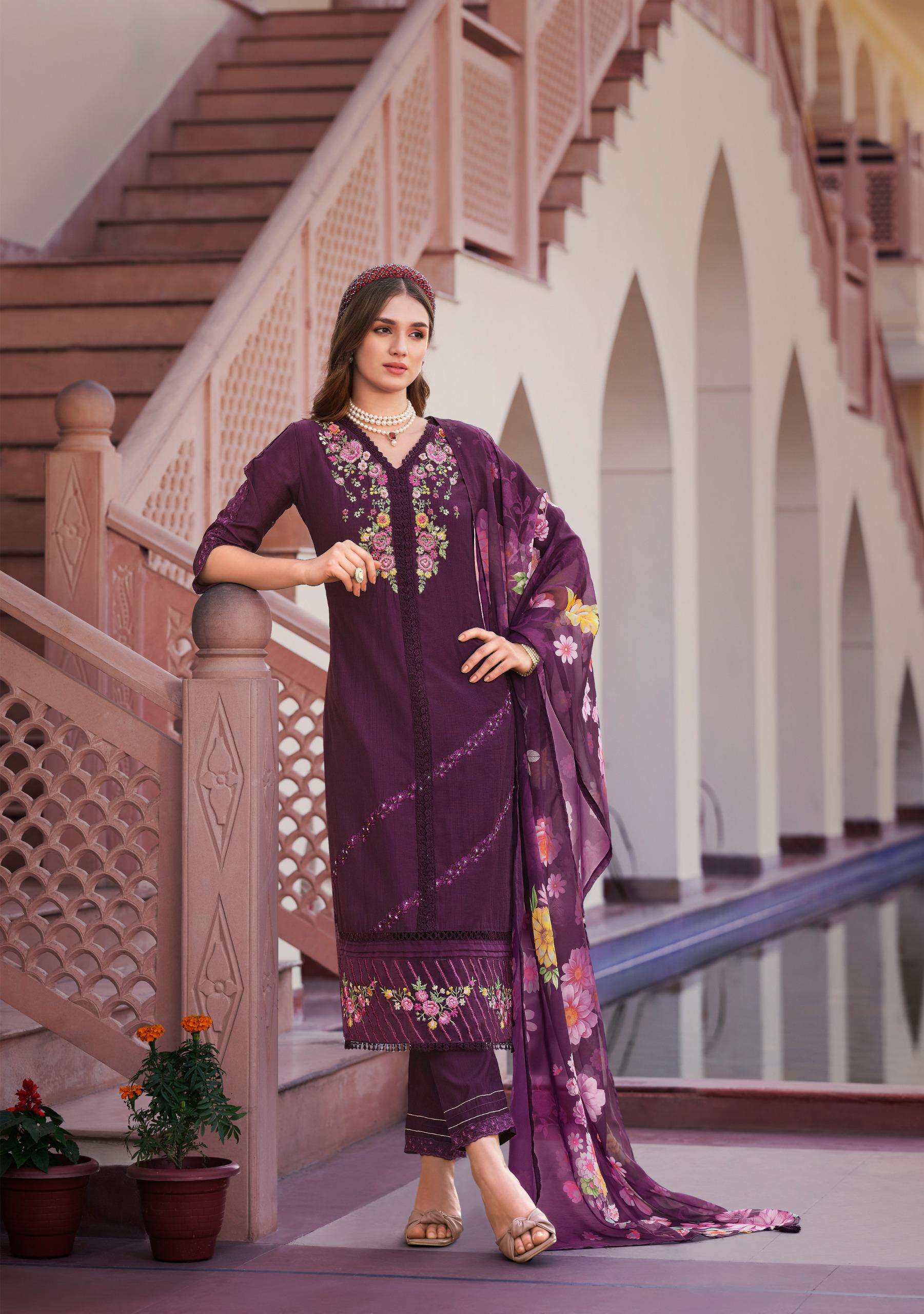 LADY LEELA SAJDA VISCOSE DESIGNER WORK READY MADE LADIES SUIT