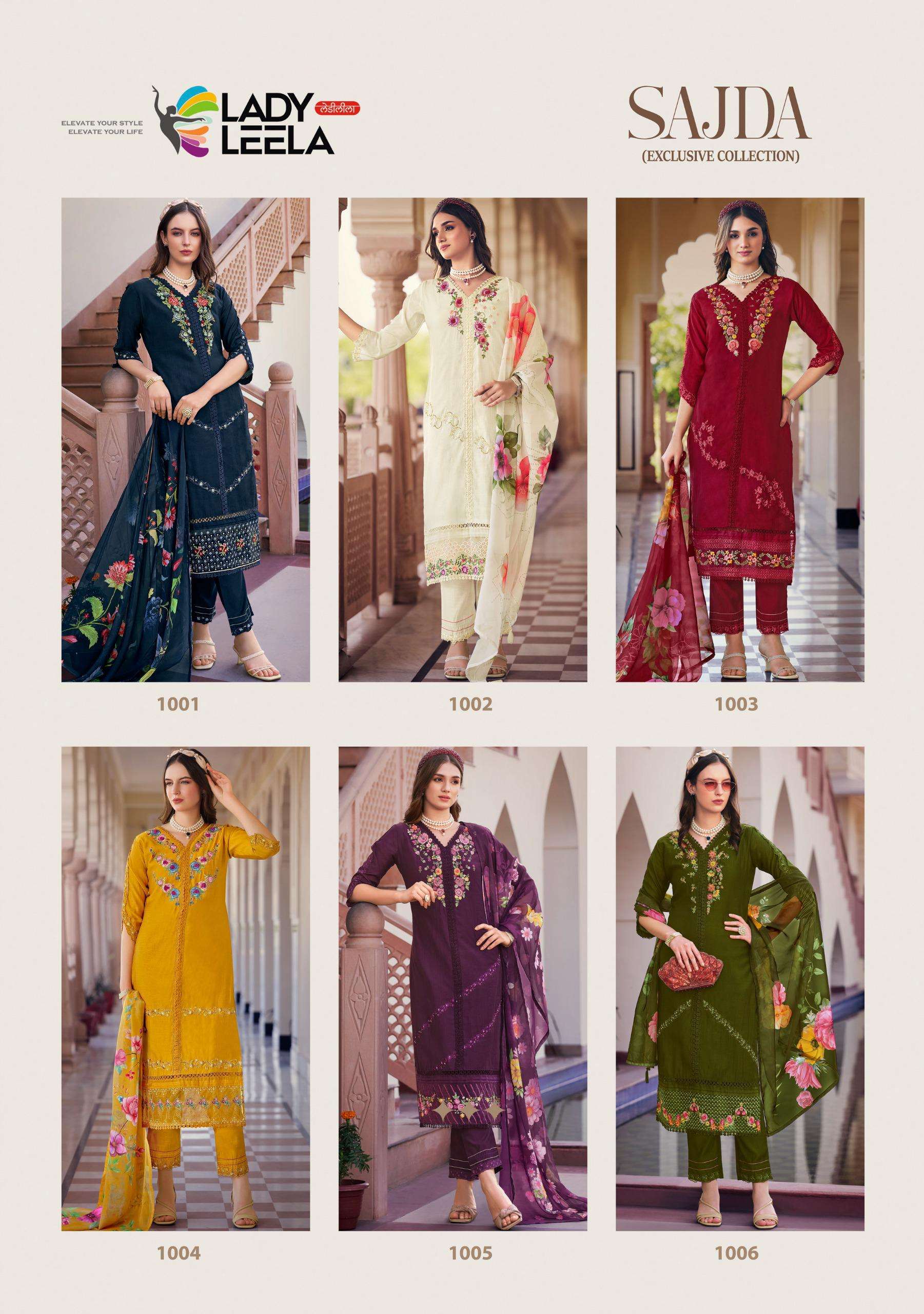 LADY LEELA SAJDA VISCOSE DESIGNER WORK READY MADE LADIES SUIT