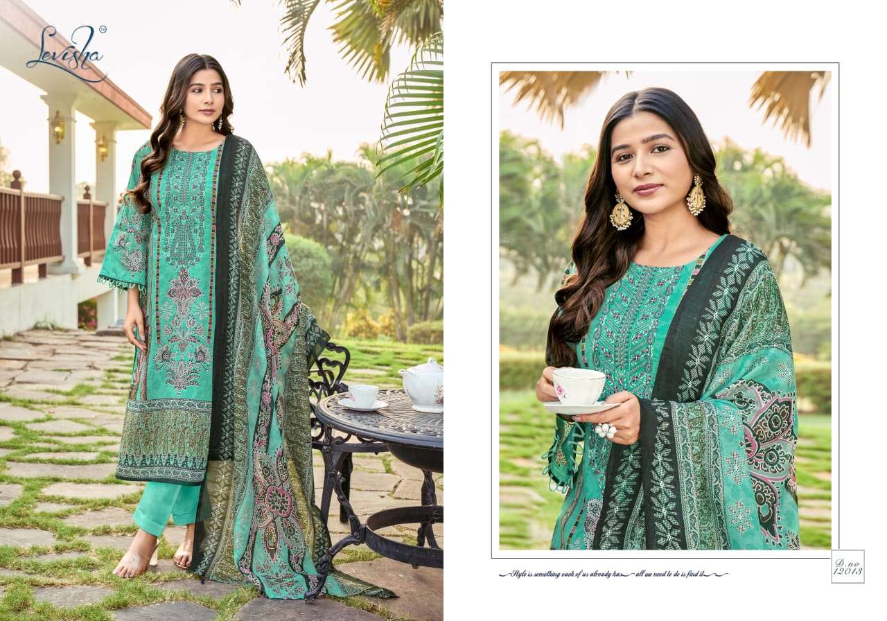 LEVISHA NAIRA NX VOL 12 COTTON DIGITAL PAKISTANI PRINT WITH FANCY WORK SUIT