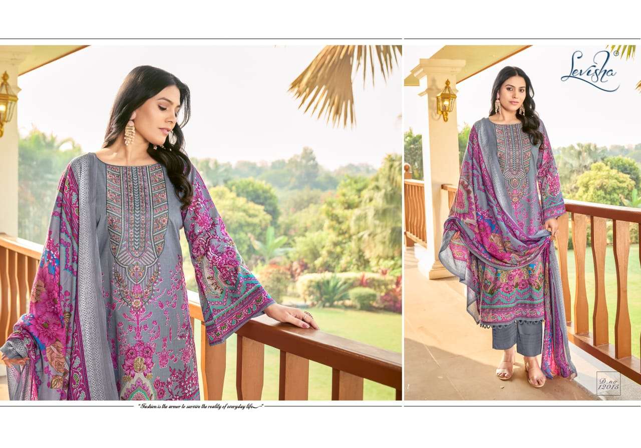 LEVISHA NAIRA NX VOL 12 COTTON DIGITAL PAKISTANI PRINT WITH FANCY WORK SUIT